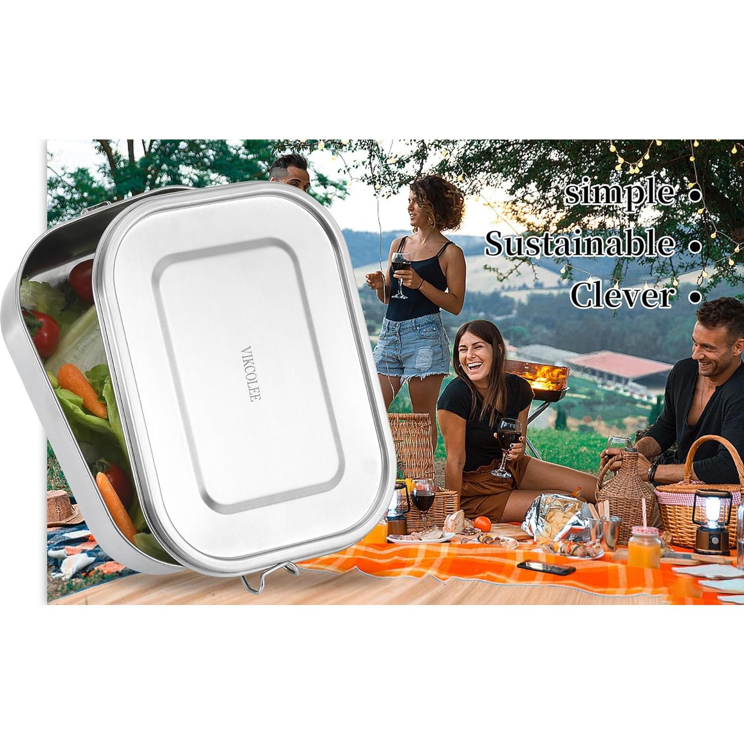 Caja Bento Acero Inoxidable VIKCOLEE 800ML A Prueba de Fugas