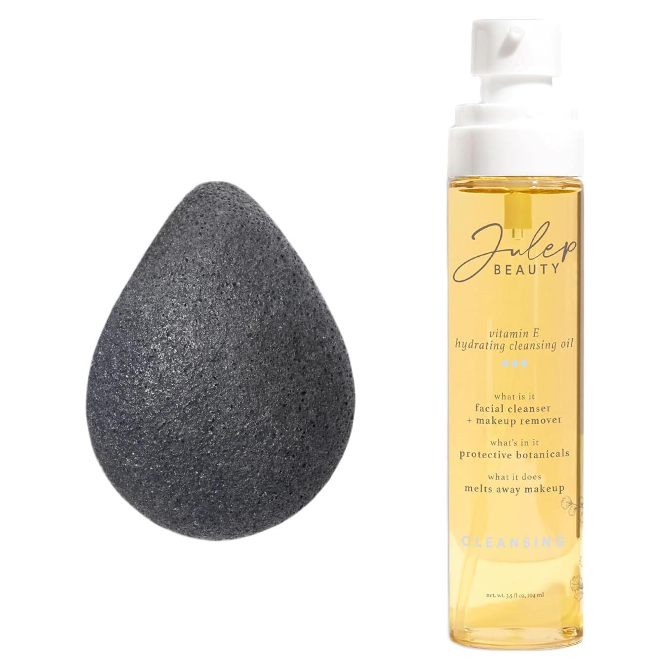 Esponja de Carbón Konjac + Aceite Limpiador Julep 59g