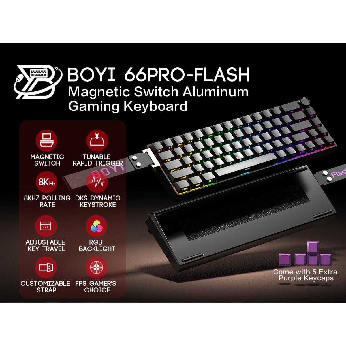 Teclado Mecánico Gaming BOYI 66Pro-Flash RGB USB-C 60%