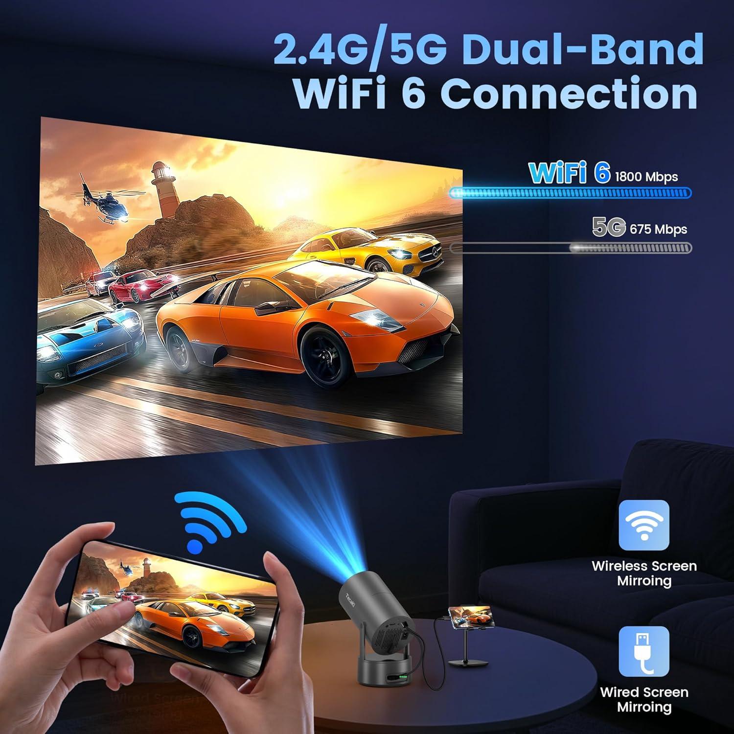 Proyector Portátil Tecaki X5OTD-US con Batería y WiFi