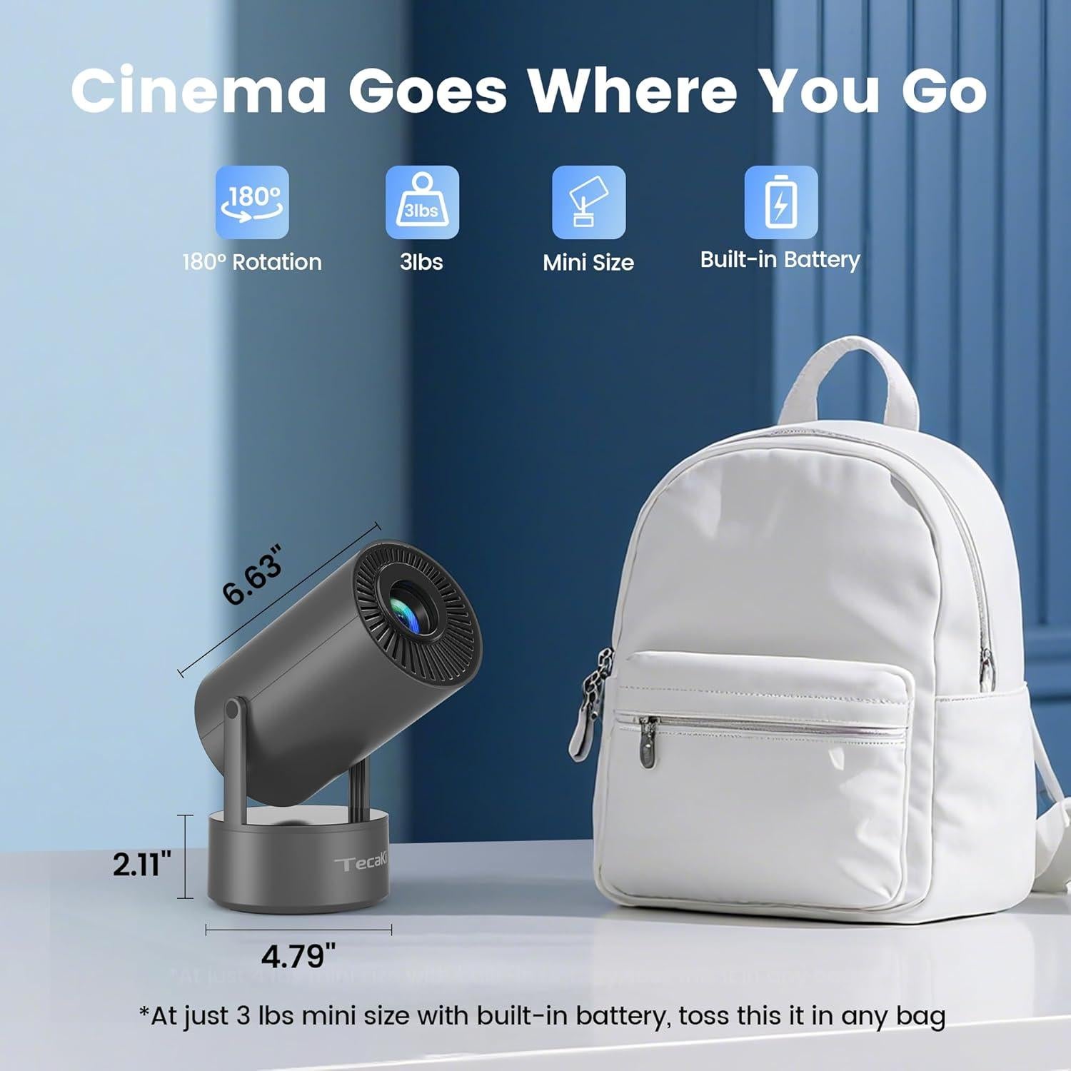 Proyector Portátil Tecaki X5OTD-US con Batería y WiFi