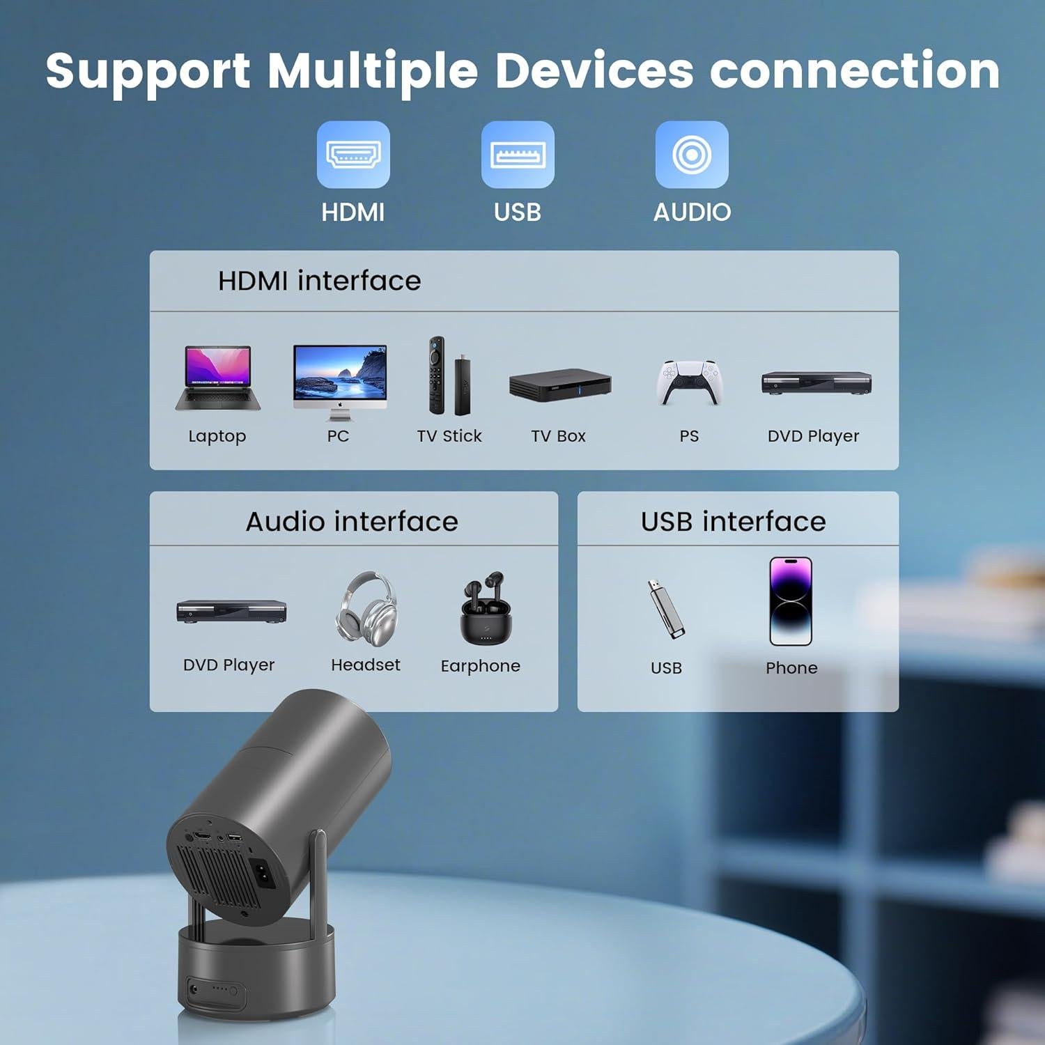 Proyector Portátil Tecaki X5OTD-US con Batería y WiFi