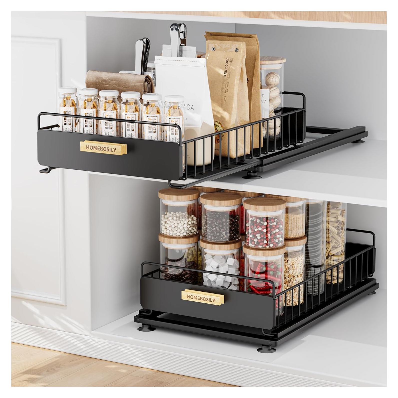 Organizador Bajo Fregadero HOMEBOSILY 2 Paquete Metal Negro