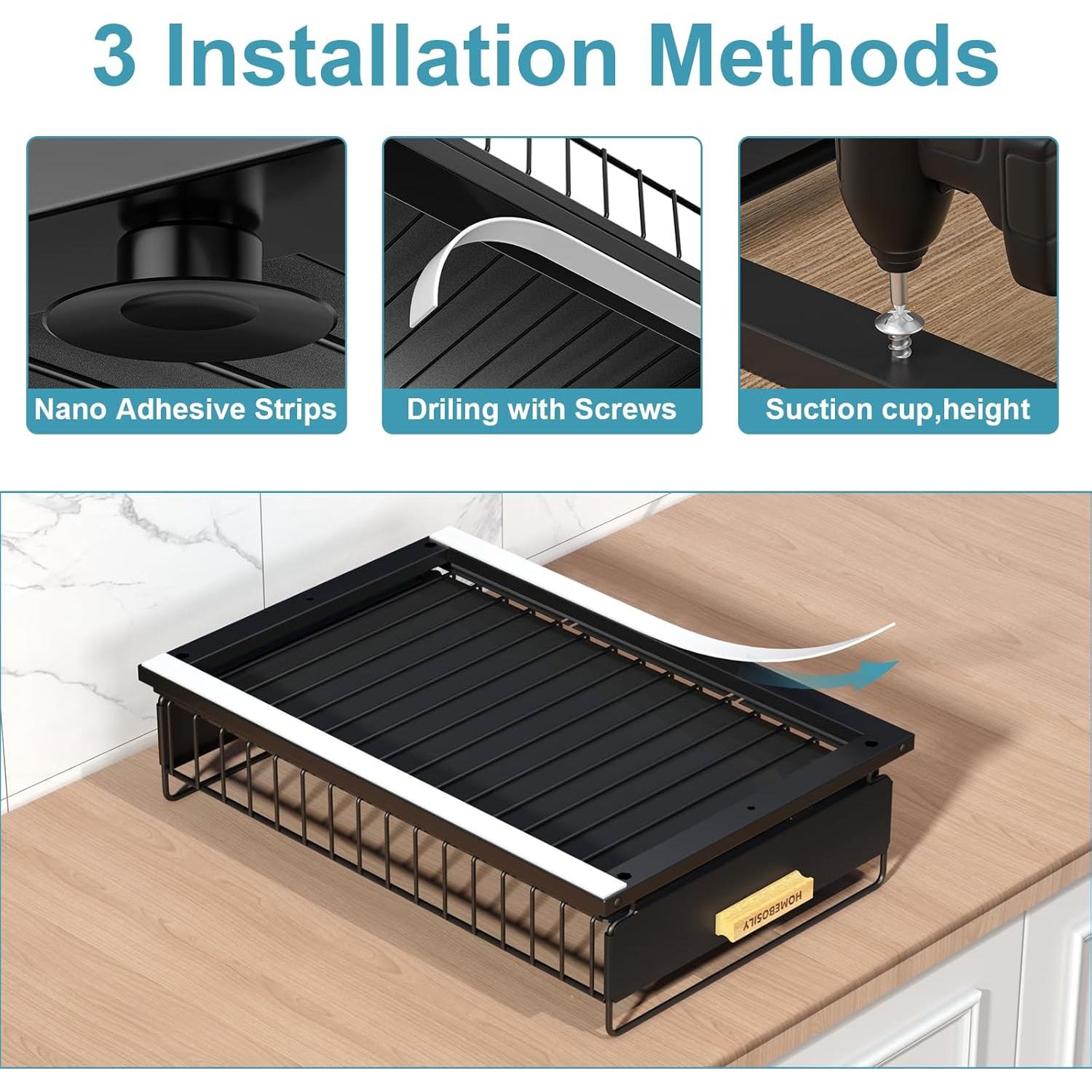 Organizador Bajo Fregadero HOMEBOSILY 2 Paquete Metal Negro