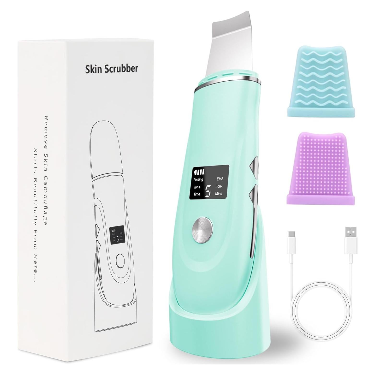 Espátula Facial Skin Scrubber QYCSL 4 en 1 Cuidado Piel Verde