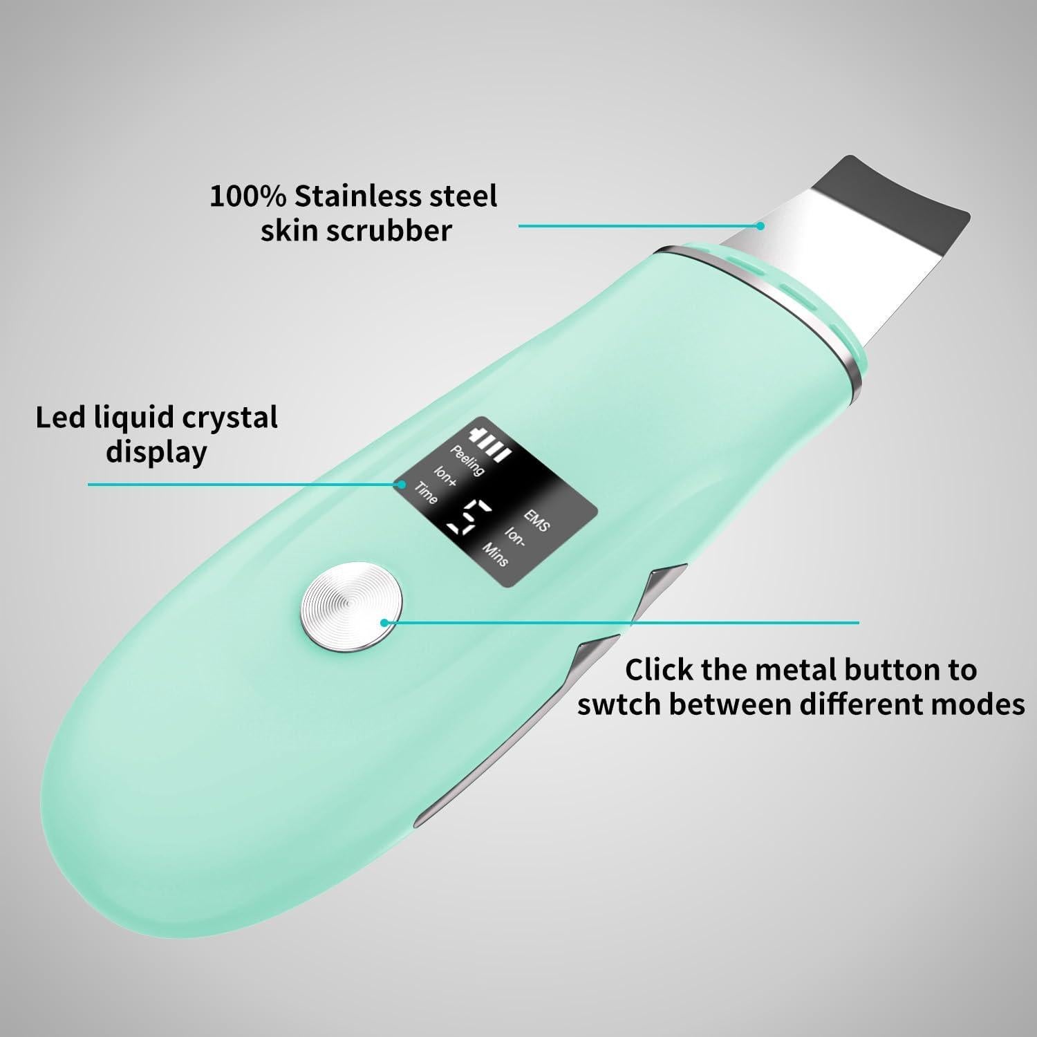 Espátula Facial Skin Scrubber QYCSL 4 en 1 Cuidado Piel Verde