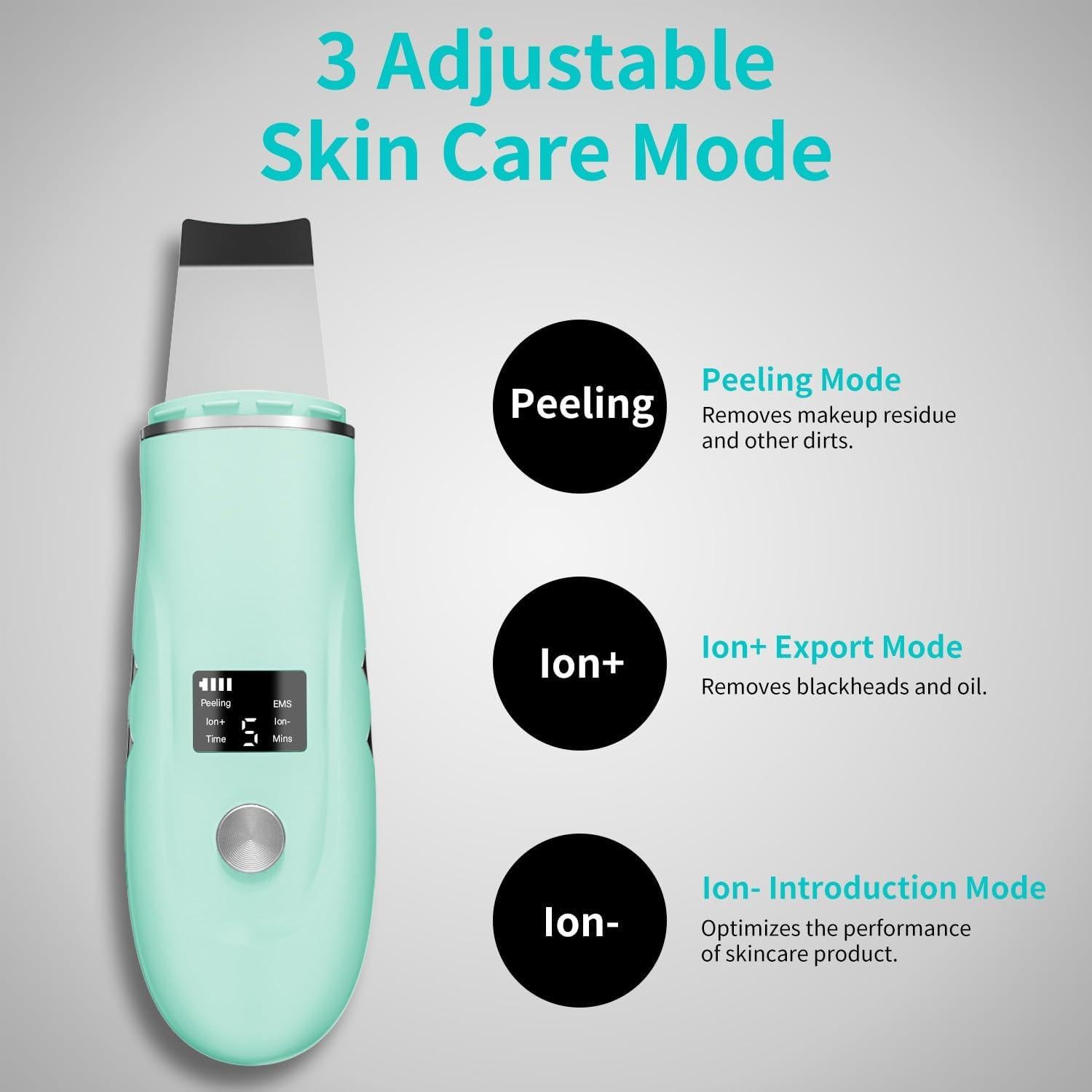 Espátula Facial Skin Scrubber QYCSL 4 en 1 Cuidado Piel Verde