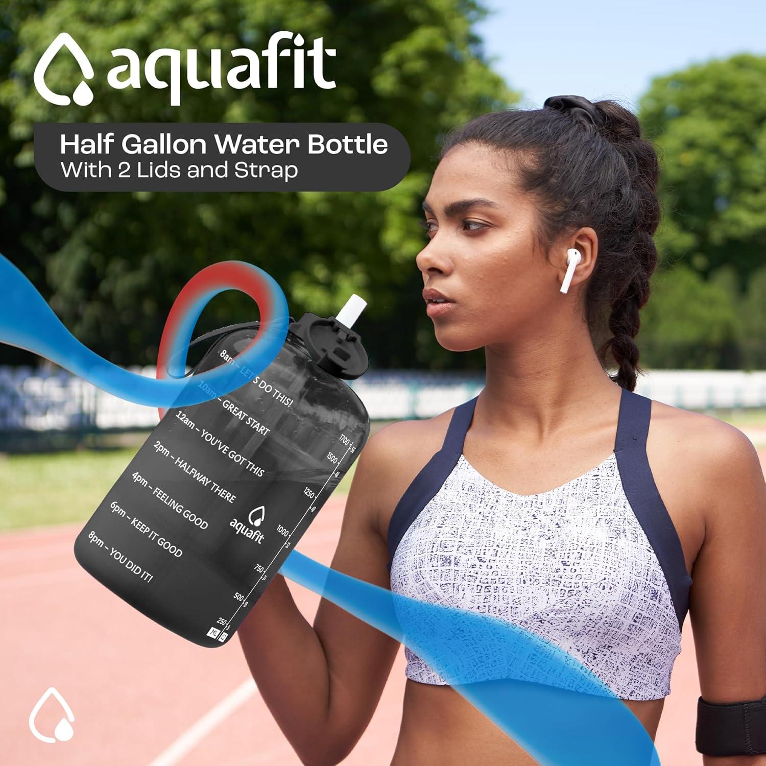 Botella de Agua AQUAFIT 1.89L con Marcador de Tiempo y Popote