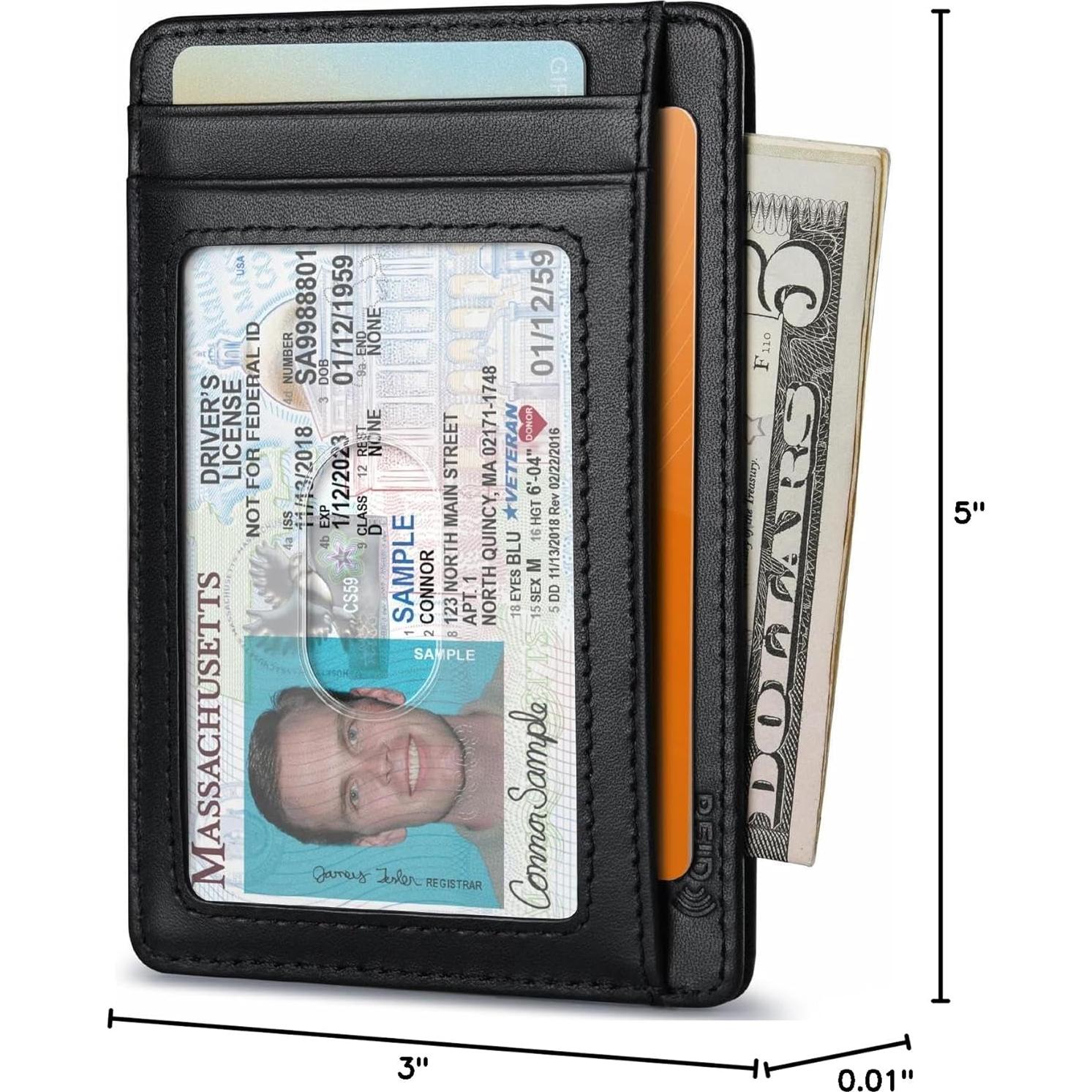 Billetera Slim Buffway RFID Minimalista Negra para Hombre y Mujer