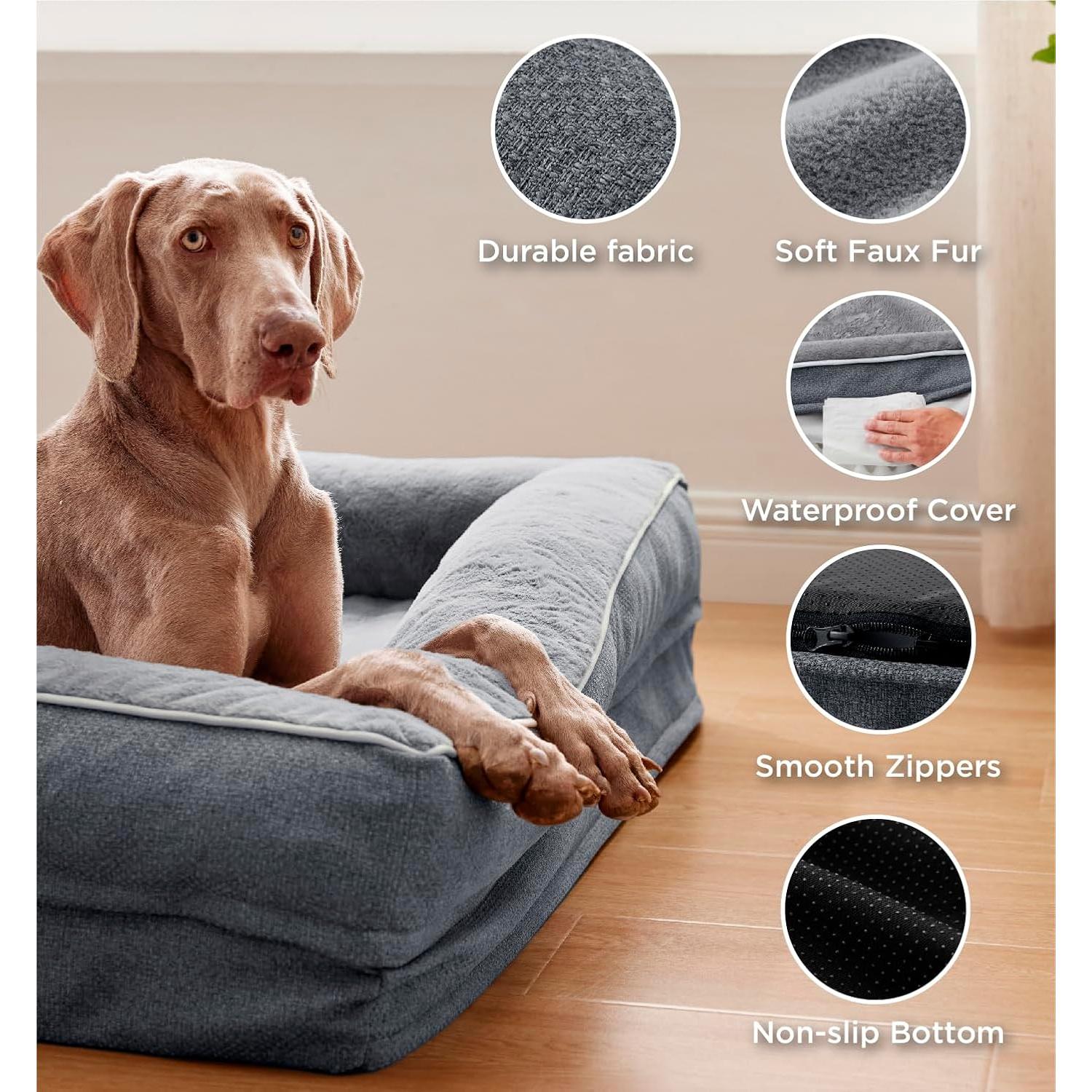 Cama ortopédica para perros grandes MADE 4 PETS, gris