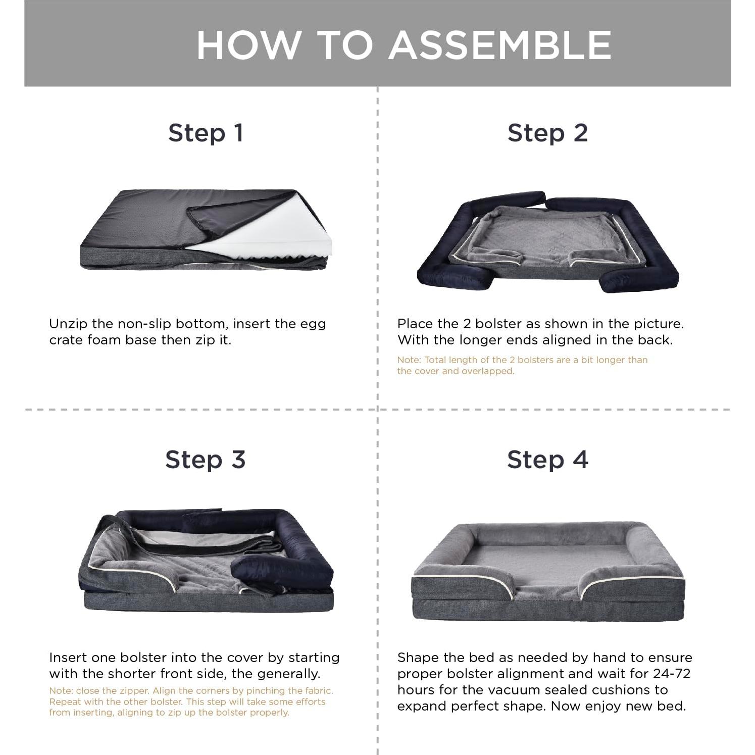 Cama ortopédica para perros grandes MADE 4 PETS, gris