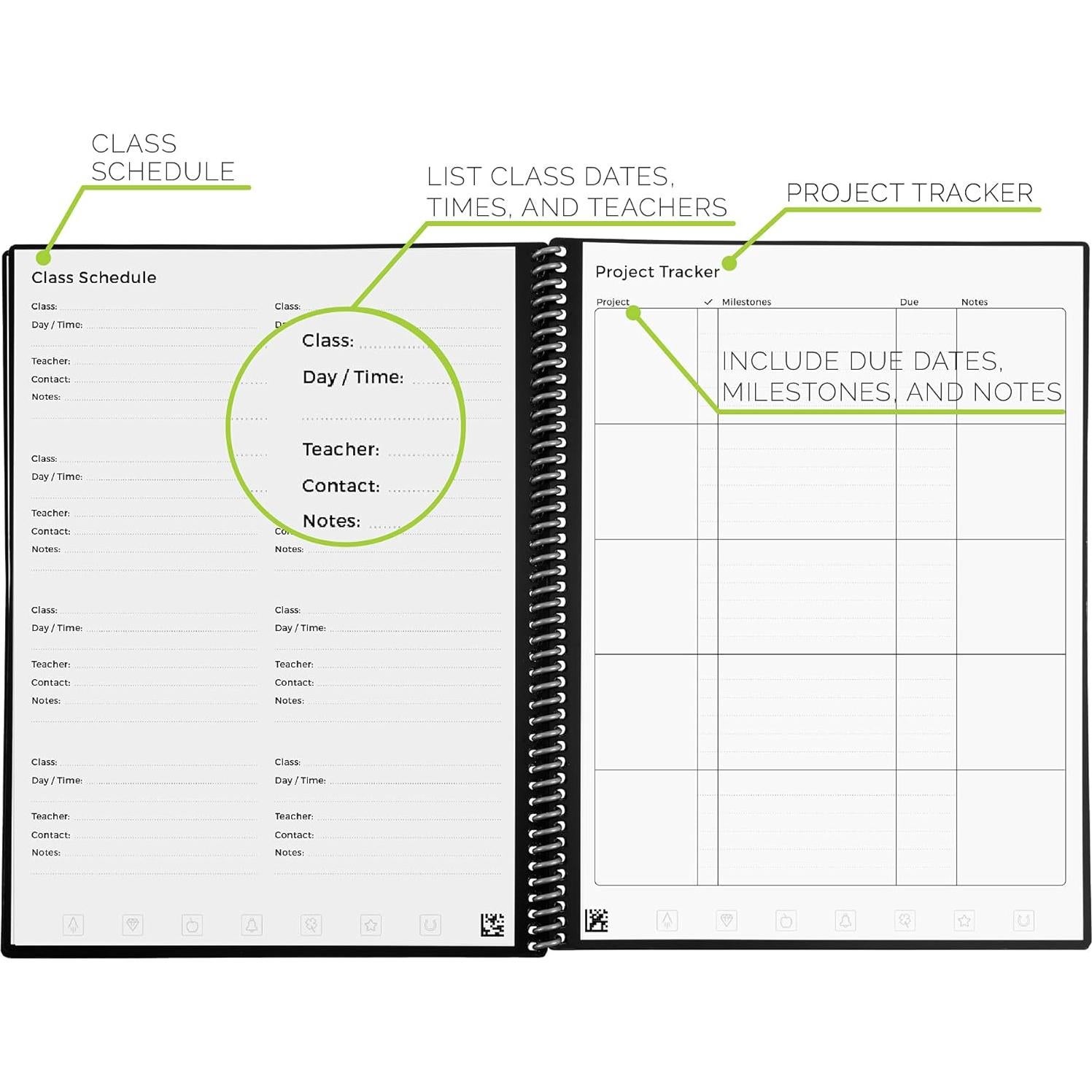 Planificador Académico Reutilizable Rocketbook Gris Carta 21.6x27.9cm