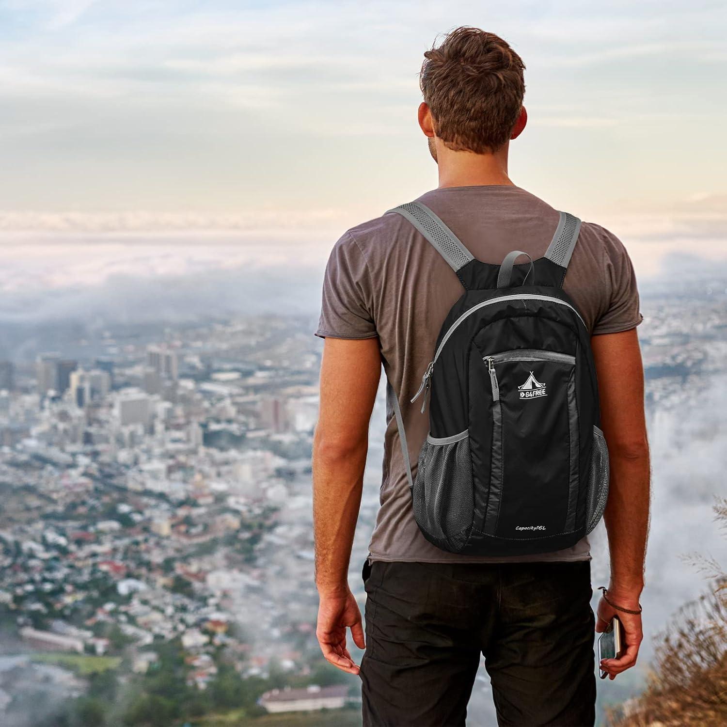 Mochila de Senderismo Plegable G4Free 16L Negra Ligera