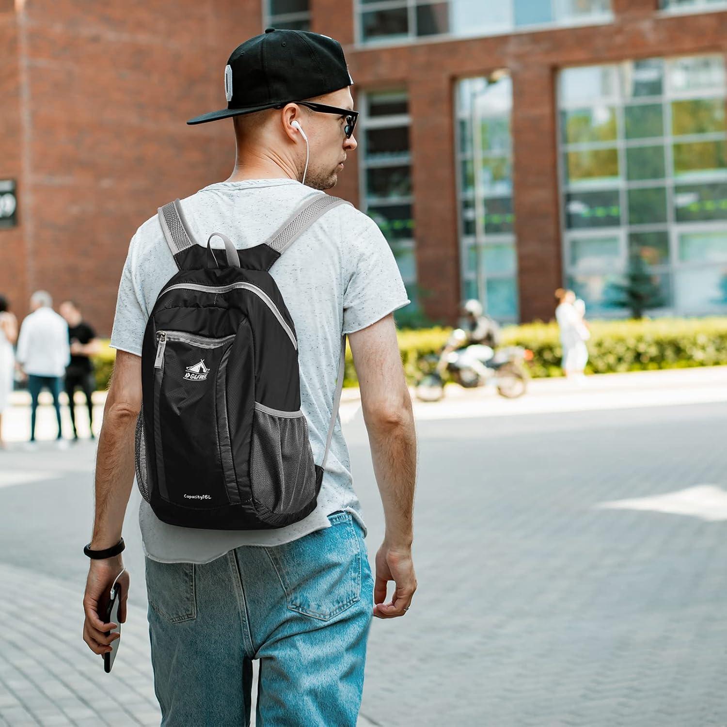 Mochila de Senderismo Plegable G4Free 16L Negra Ligera