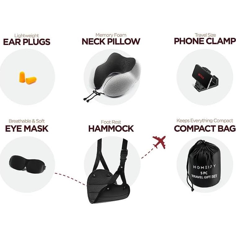 Kit de Viaje Completo Homeify - Almohada de Cuello y Accesorios