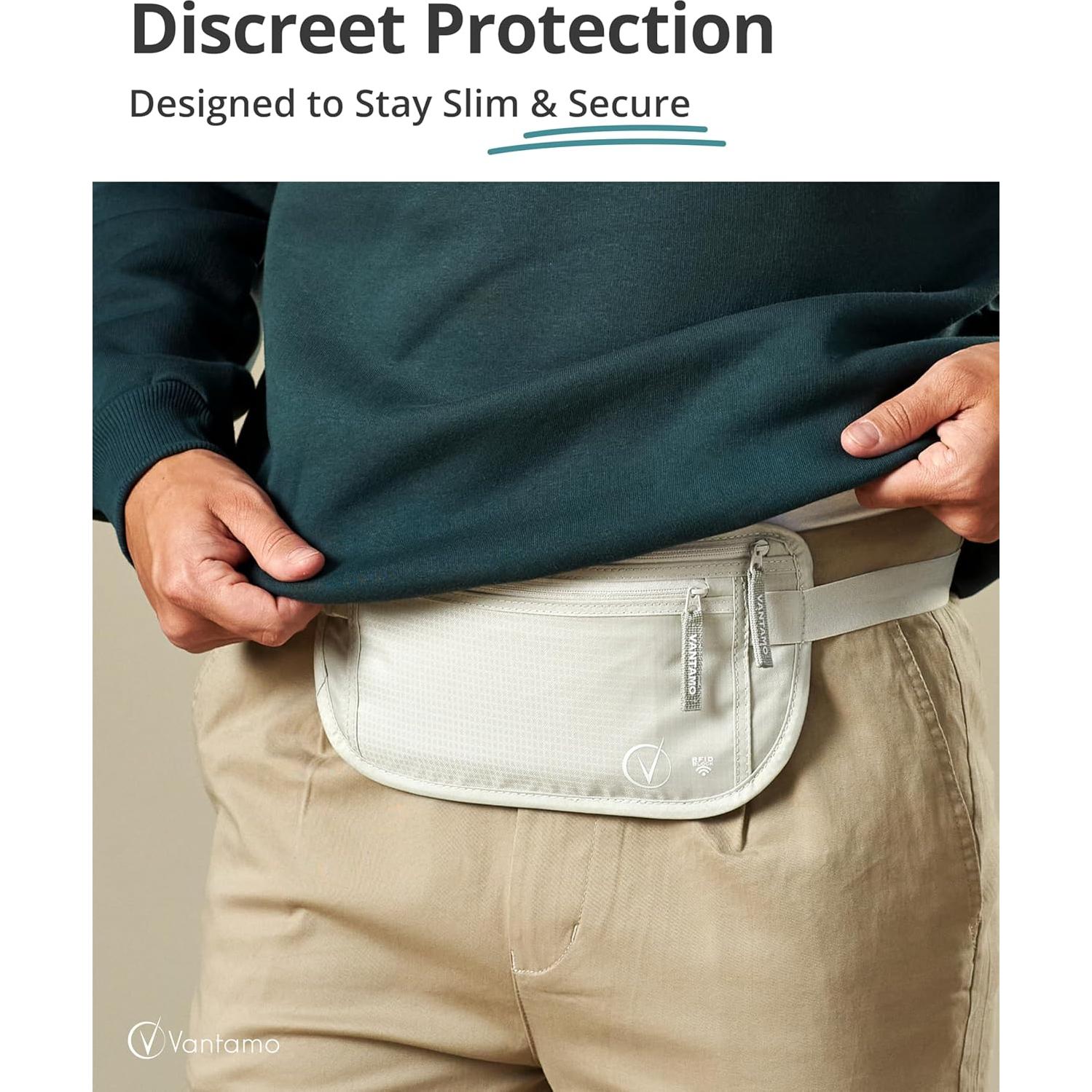 Cinturón de Dinero Vantamo RFID Unisex Gris Nube 2 Compartimentos