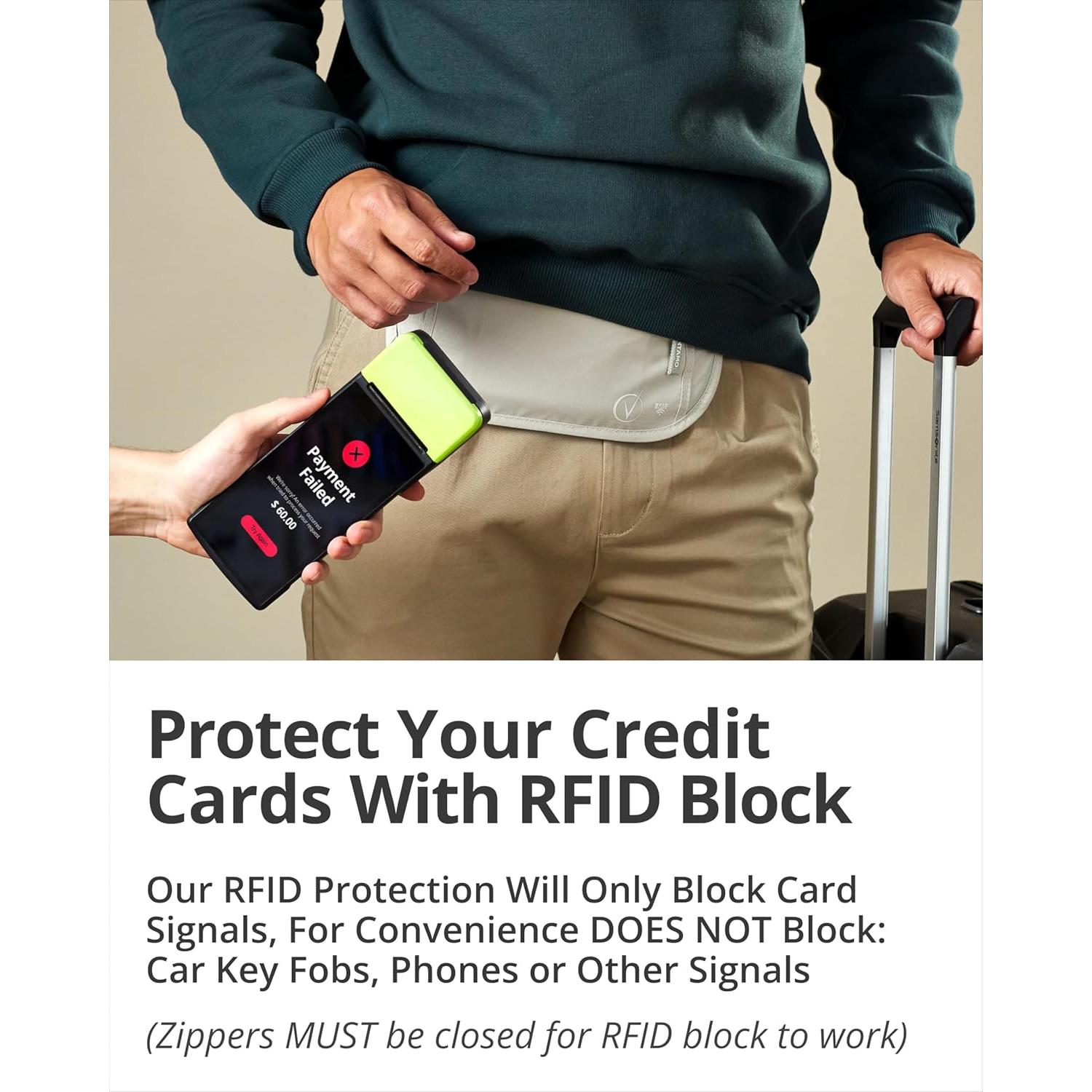 Cinturón de Dinero Vantamo RFID Unisex Gris Nube 2 Compartimentos