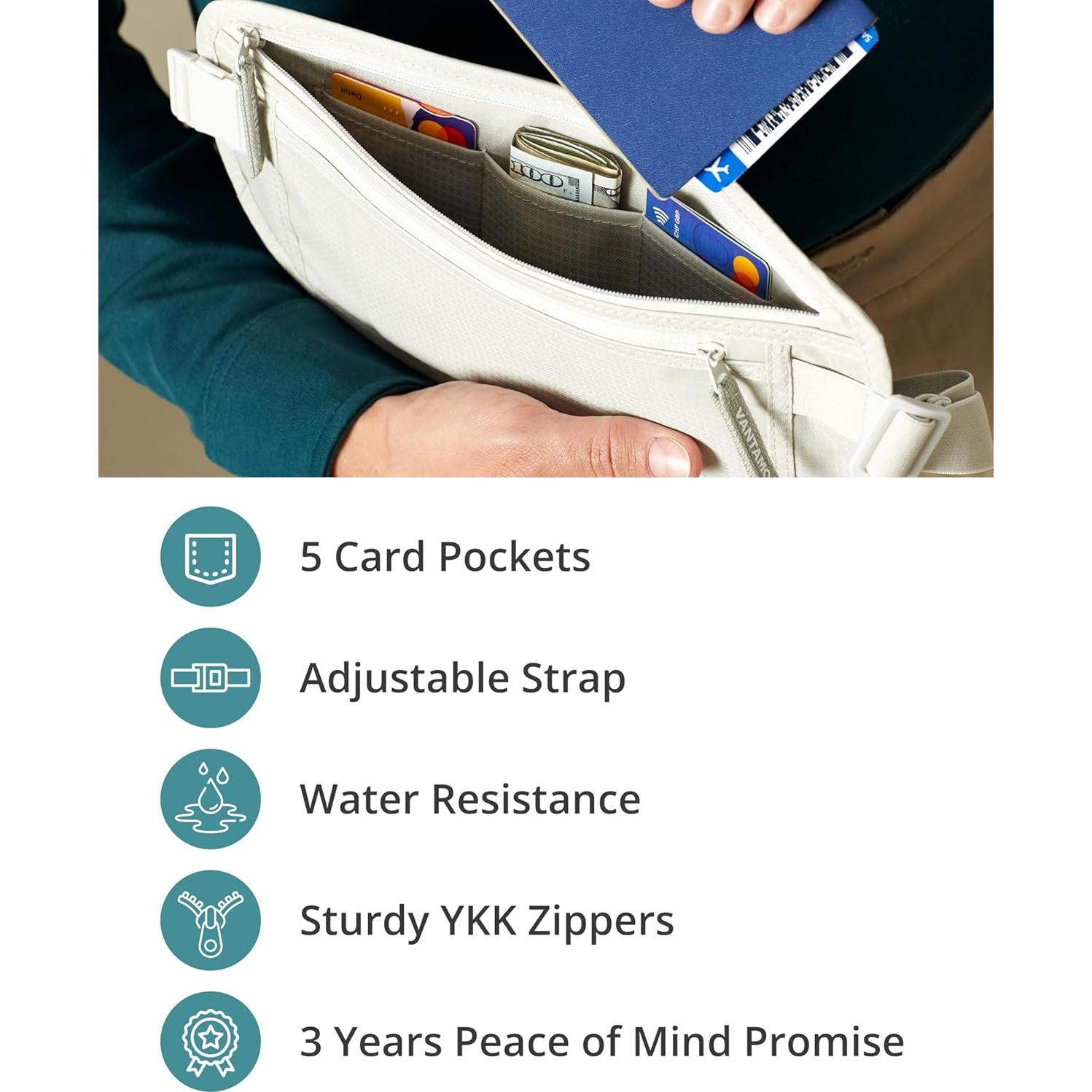 Cinturón de Dinero Vantamo RFID Unisex Gris Nube 2 Compartimentos