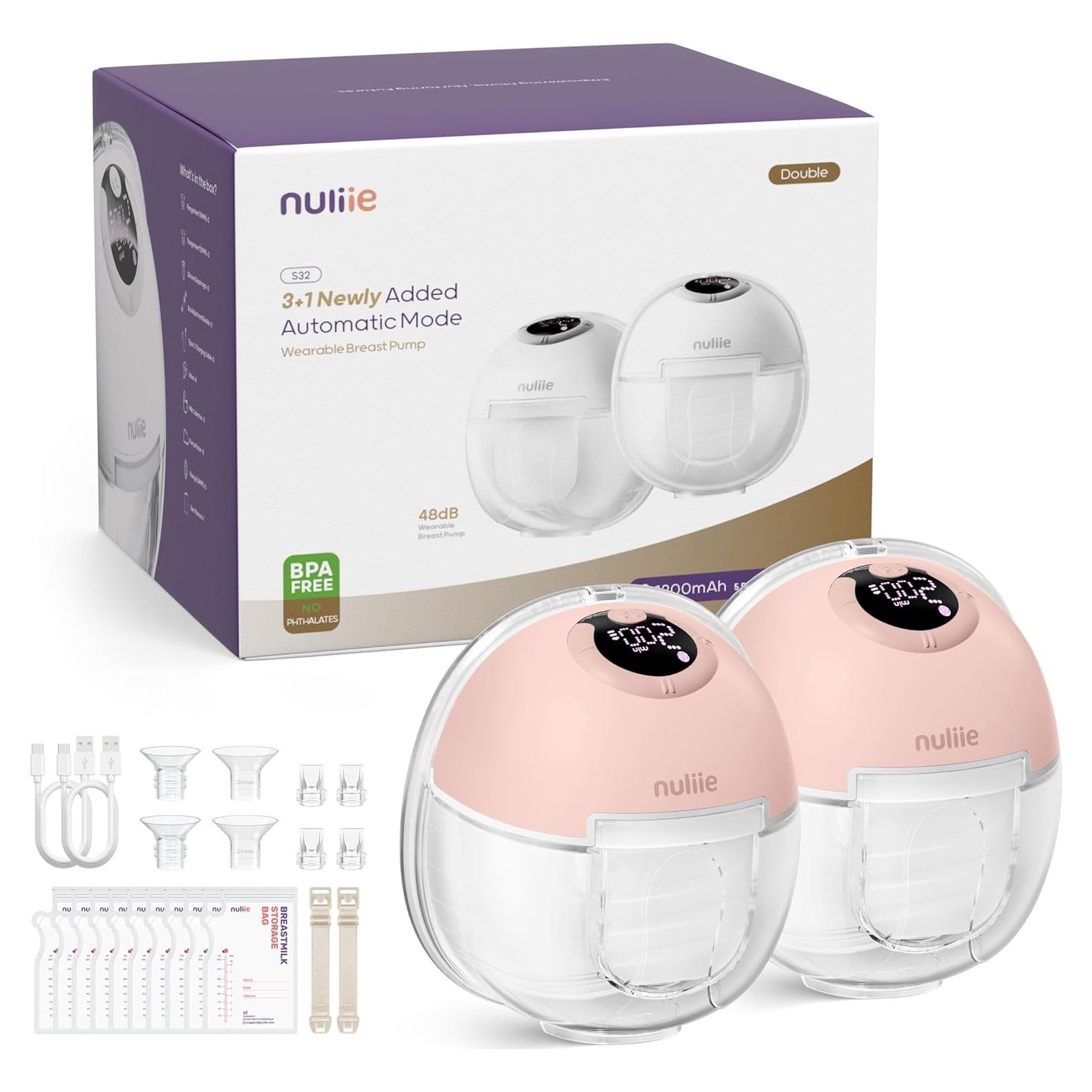 Extractor de Leche Eléctrico Nuliie Portátil 4 Modos 9 Niveles Rosa