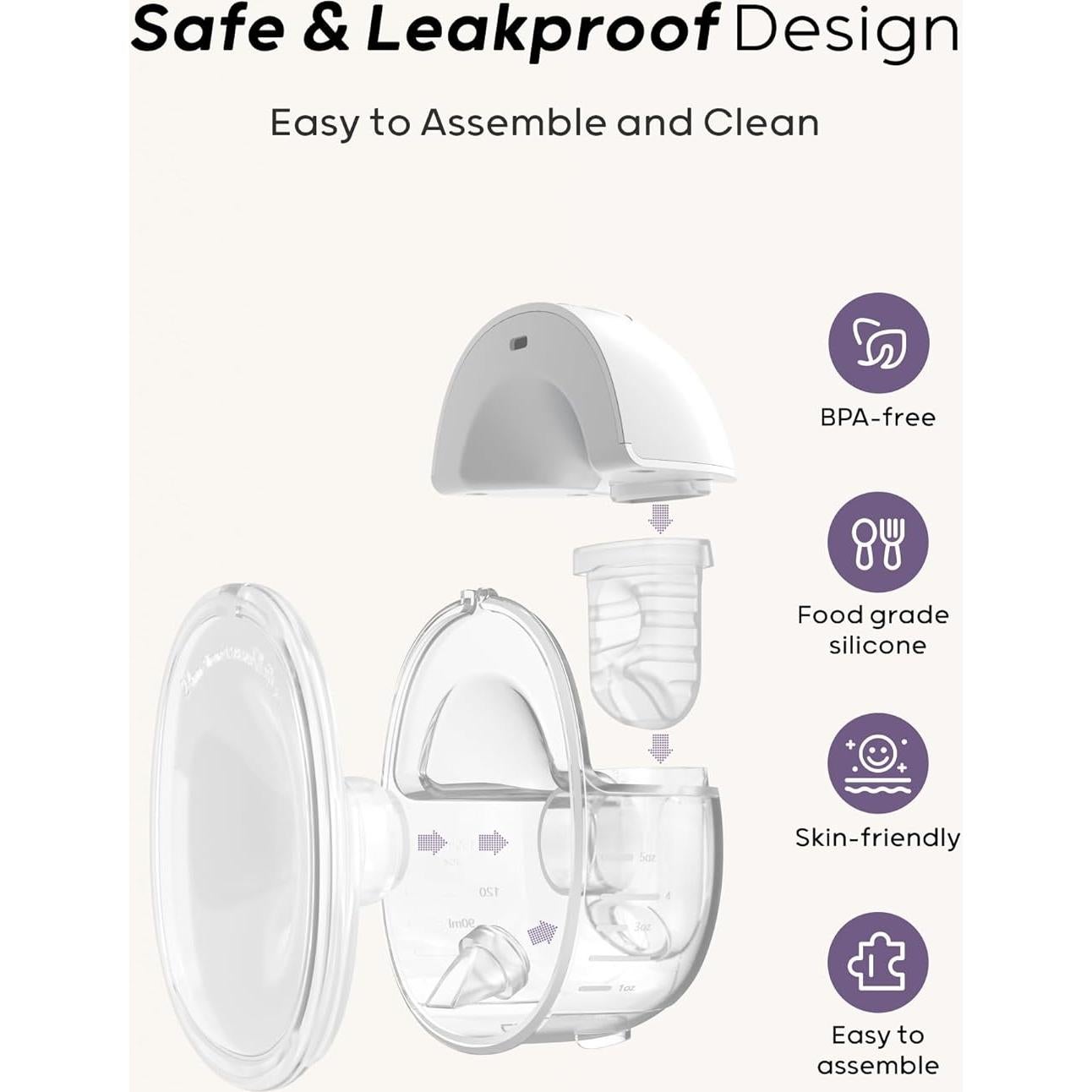 Extractor de Leche Eléctrico Nuliie Portátil 4 Modos 9 Niveles Rosa