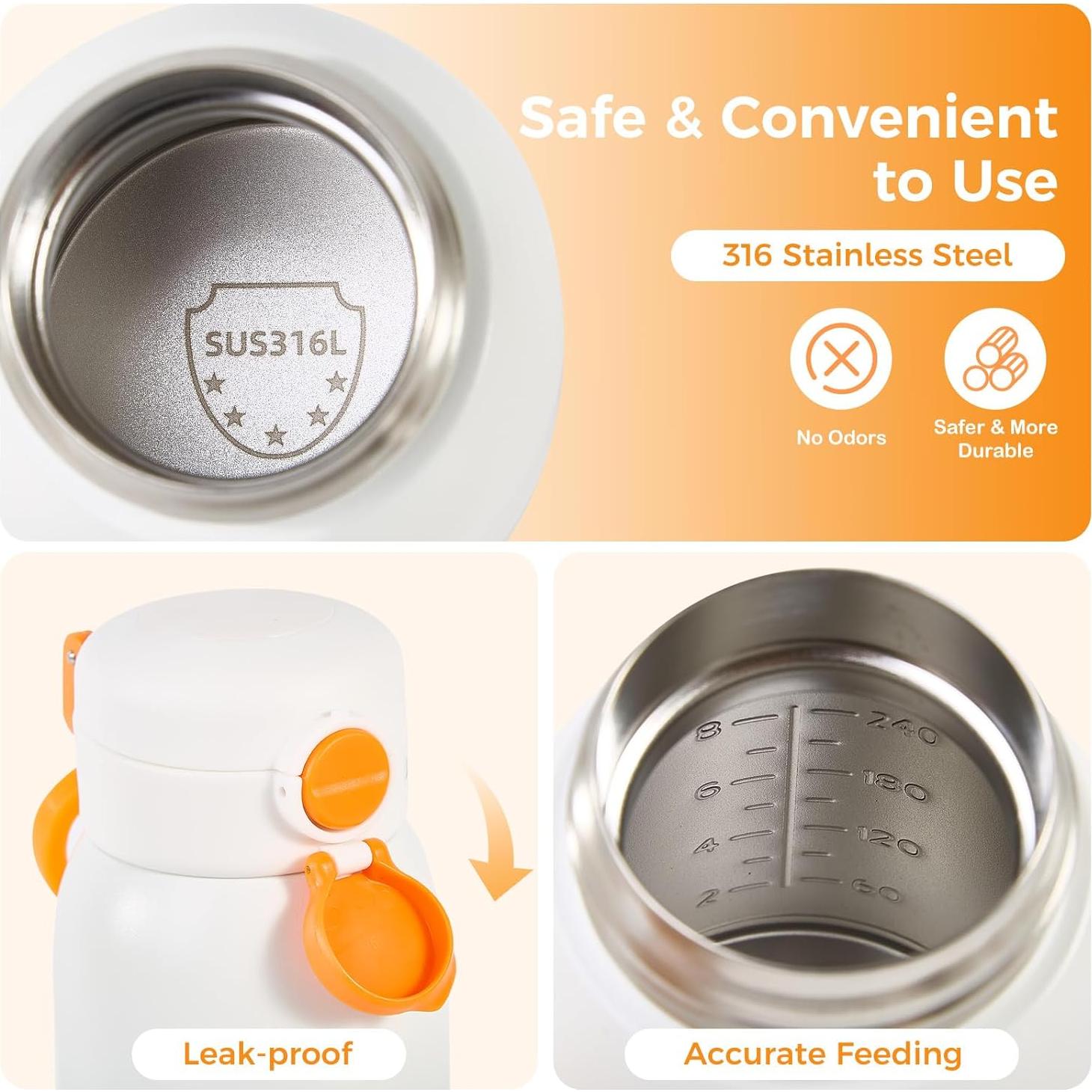 Calentador de Botellas Portátil Naranja 12oz - Calentamiento Rápido