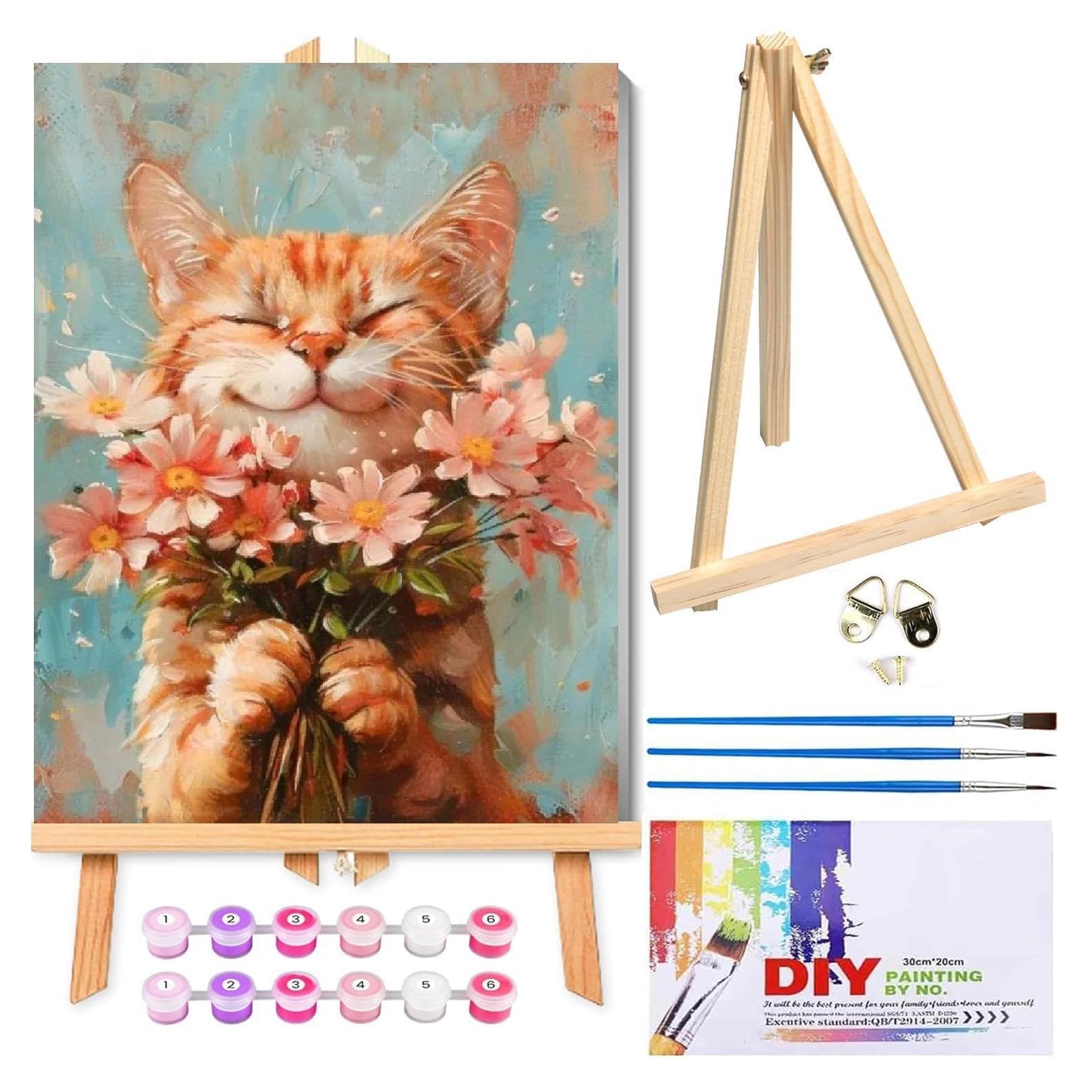 Kit de Pintura por Números Clendo Gato 30.48x40.64cm Enmarcado