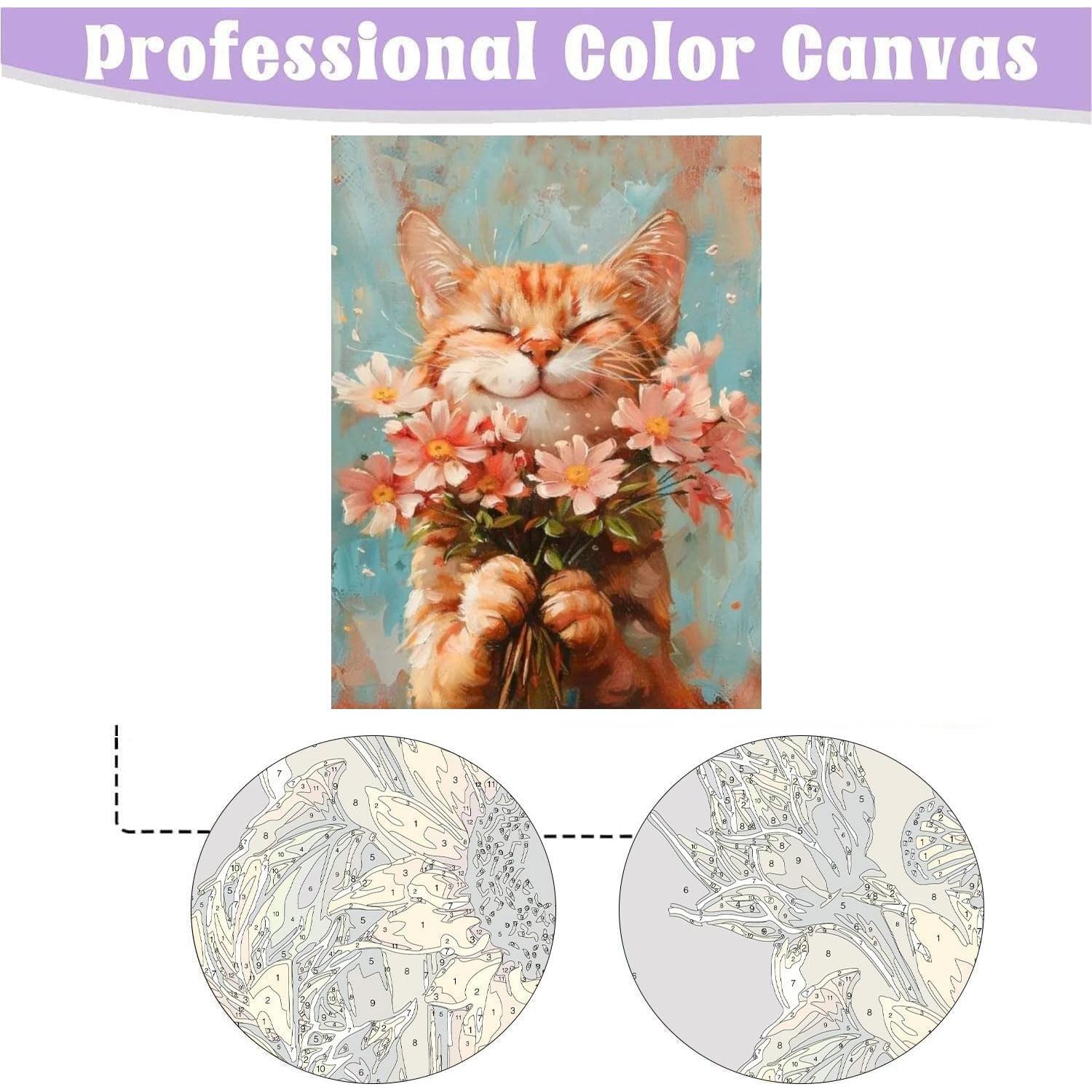 Kit de Pintura por Números Clendo Gato 30.48x40.64cm Enmarcado