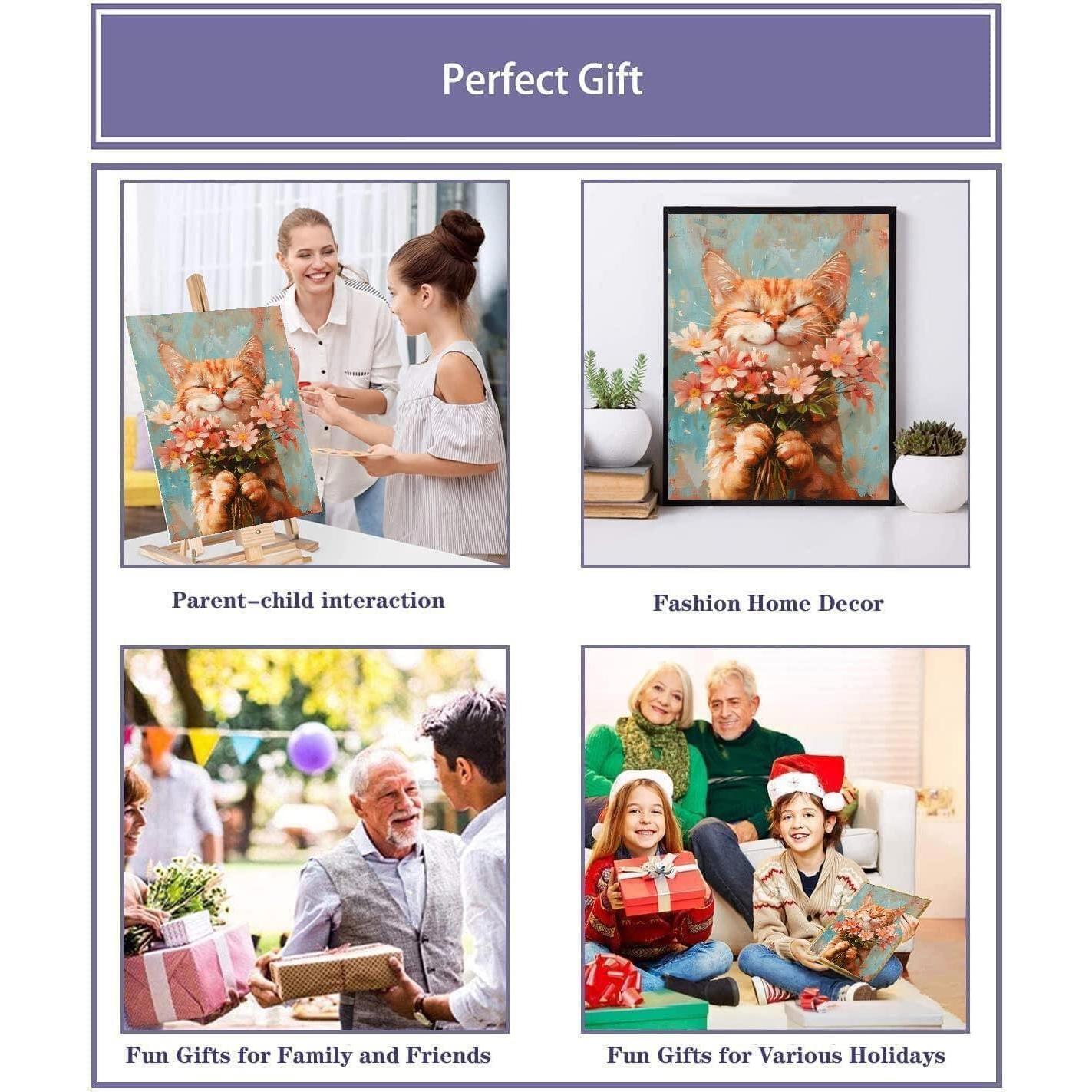 Kit de Pintura por Números Clendo Gato 30.48x40.64cm Enmarcado