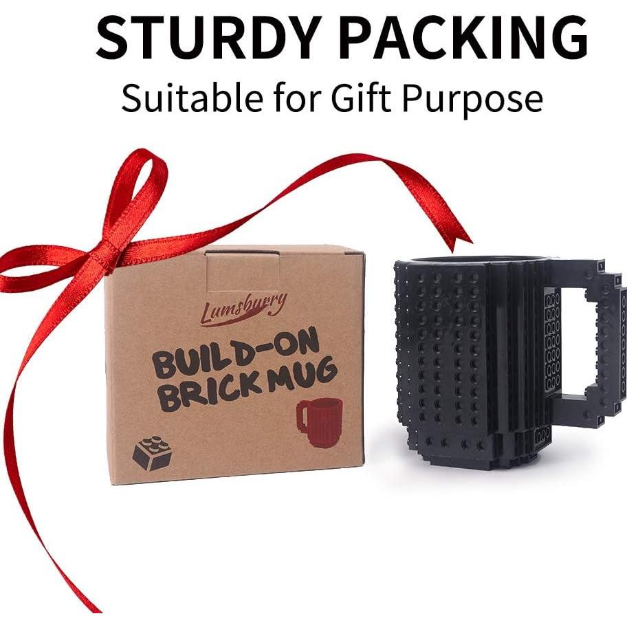 Taza de Café Lumsburry Build-on Brick 335g Negra Divertida