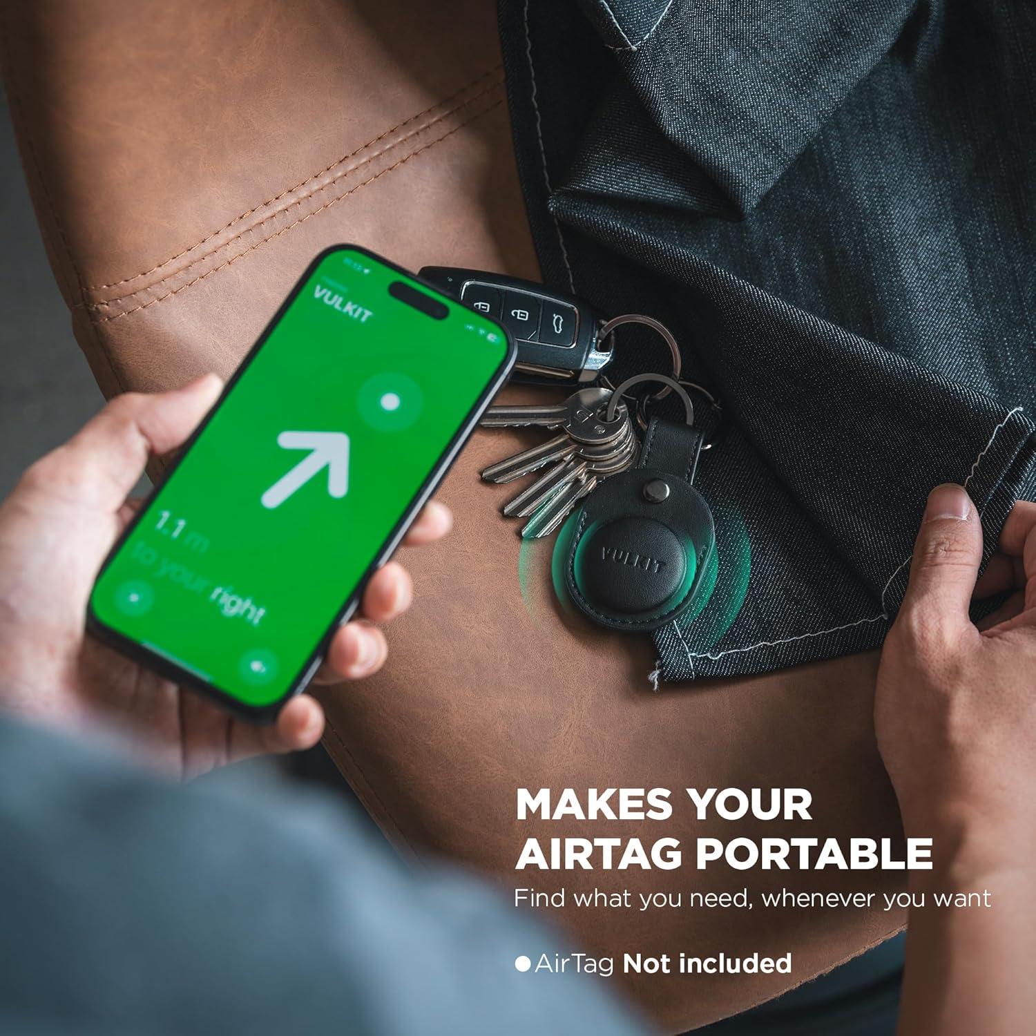 Funda de cuero Nappa VULKIT para Air Tag - Protección total