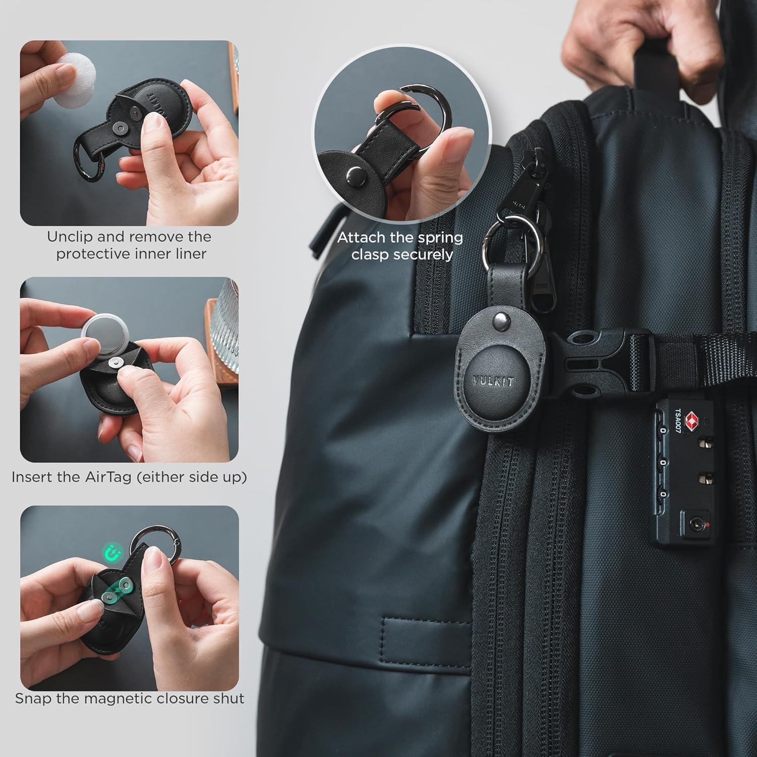 Funda de cuero Nappa VULKIT para Air Tag - Protección total