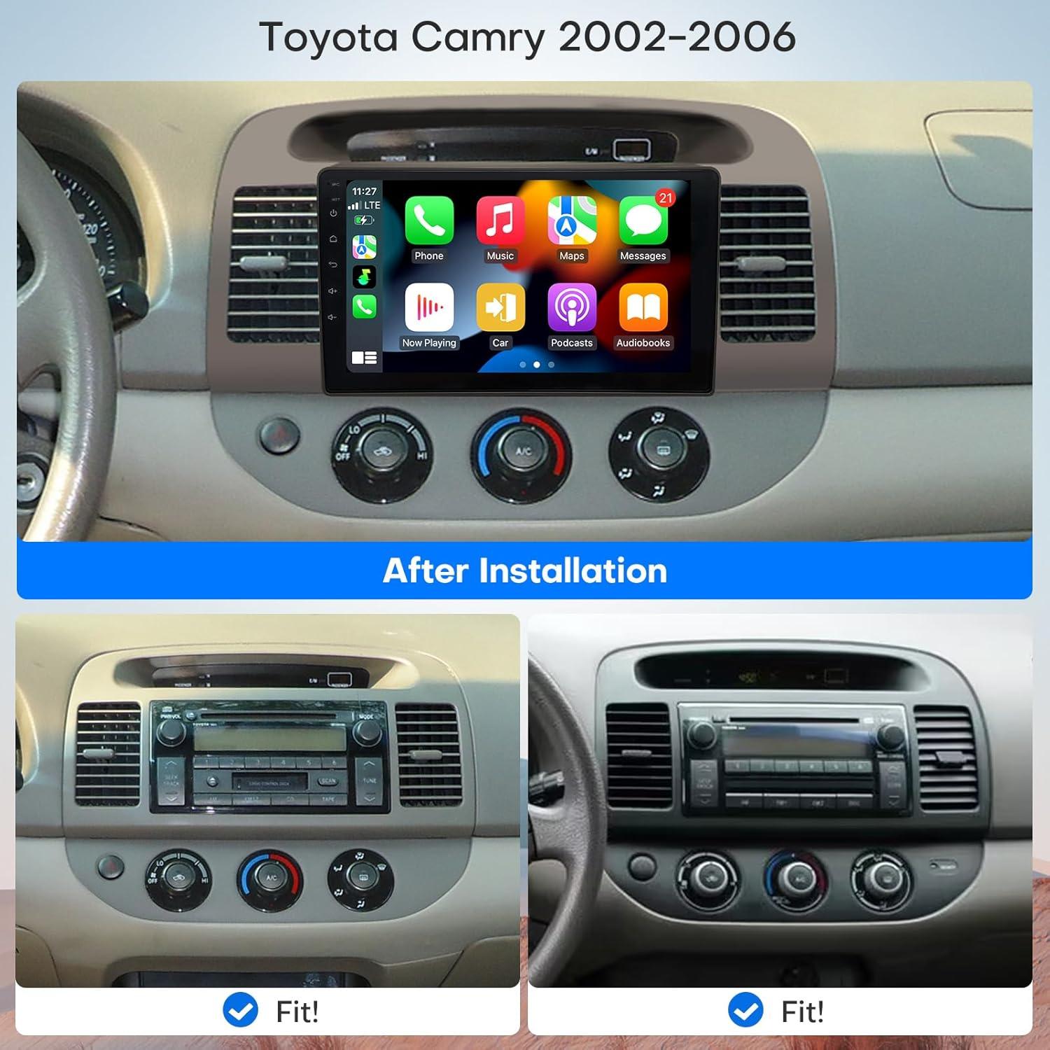 Radio for Toyota Camry Car Stereo 2002 2003 2004 2005 2006 9 inch Touch Screen Wireless Carplay&Android Auto GPS Head Unit Bluetooth,WiFi,GPS,Backup Camera,SWC,FM Pantalla para