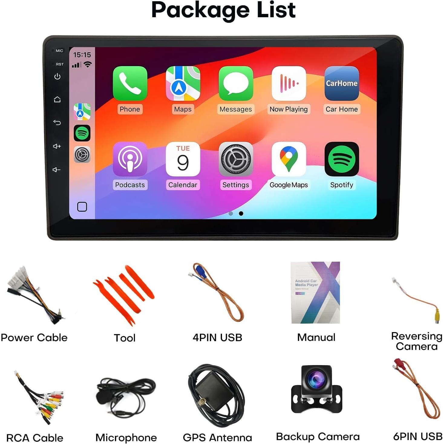 Radio for Toyota Camry Car Stereo 2002 2003 2004 2005 2006 9 inch Touch Screen Wireless Carplay&Android Auto GPS Head Unit Bluetooth,WiFi,GPS,Backup Camera,SWC,FM Pantalla para