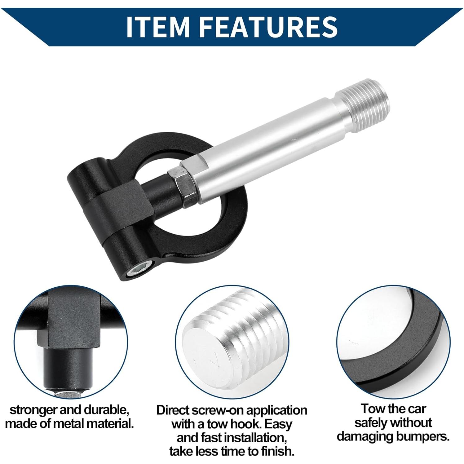 Gancho de Remolque Hihaha para Toyota Yaris EP 23cm Negro