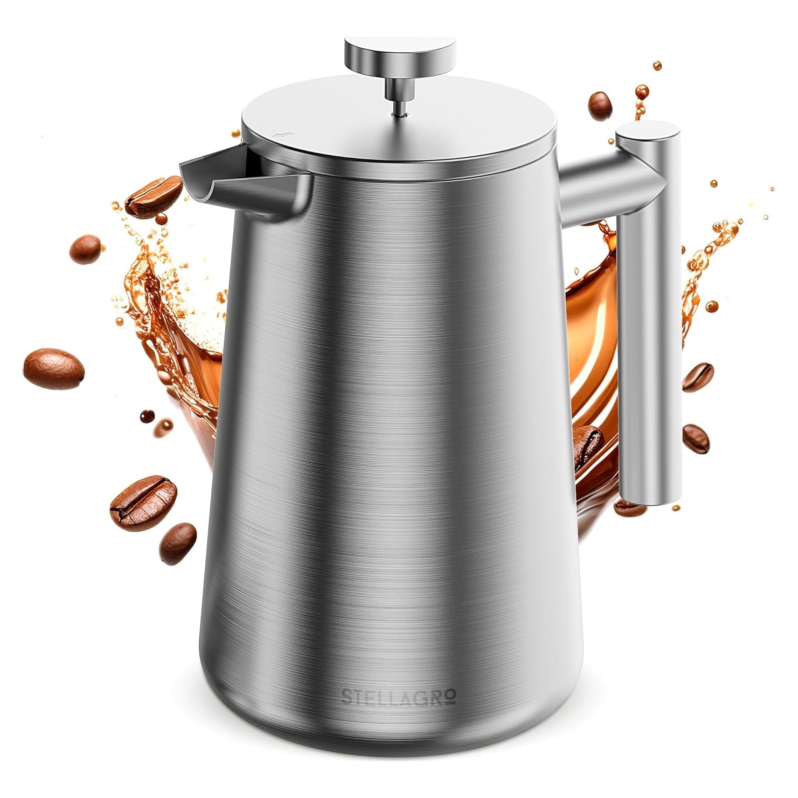 Cafetera Prensa Francesa Stellagro Acero Inoxidable 1L Doble Pared