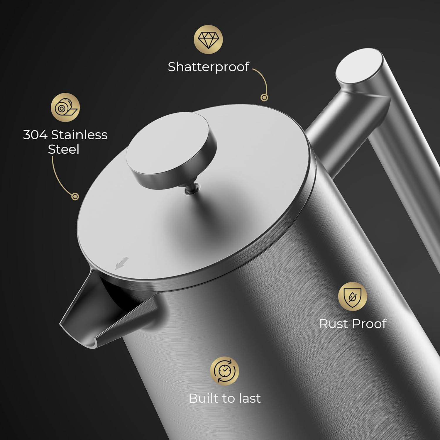 Cafetera Prensa Francesa Stellagro Acero Inoxidable 1L Doble Pared