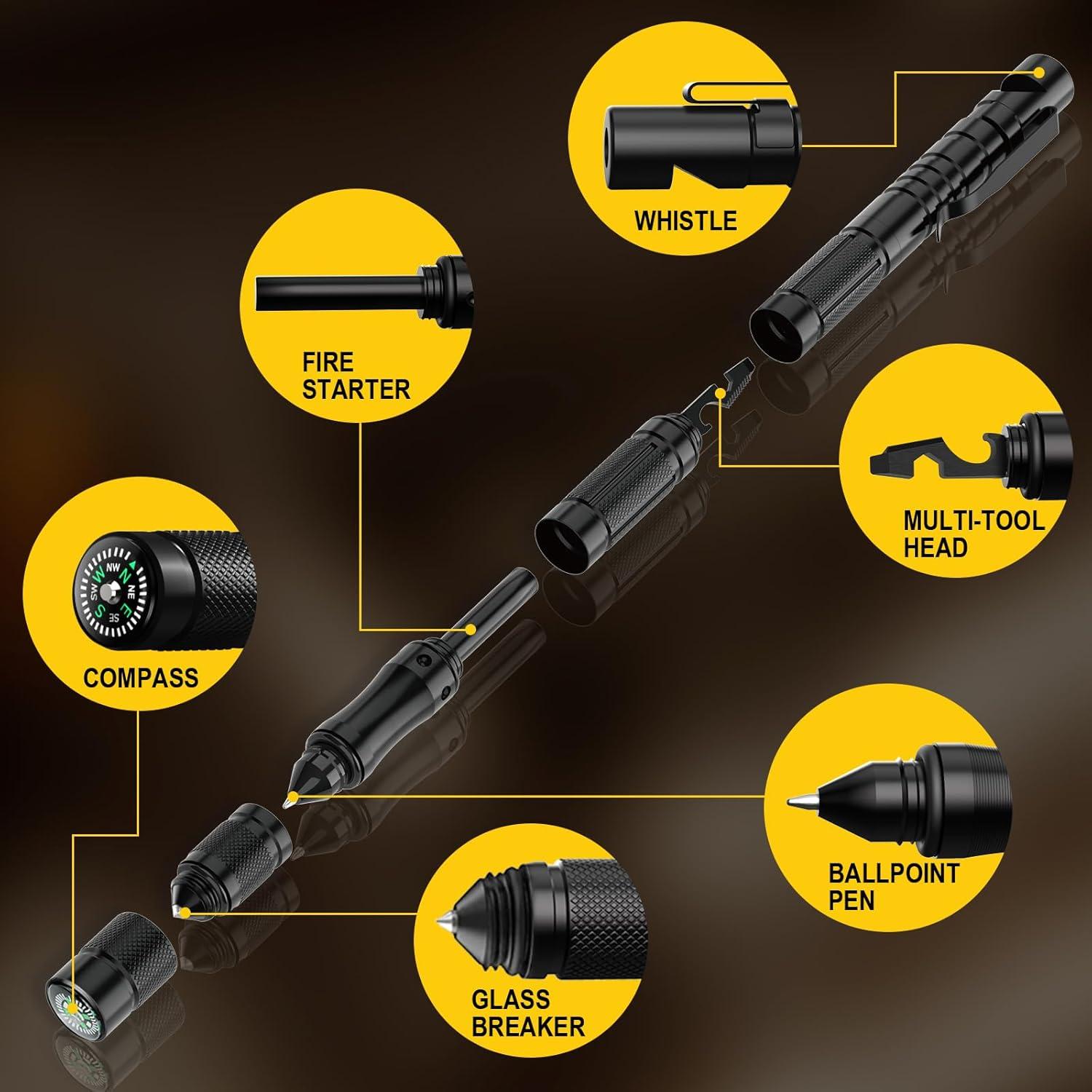 Bolígrafo Táctico GLOPUS 9 en 1 para Supervivencia