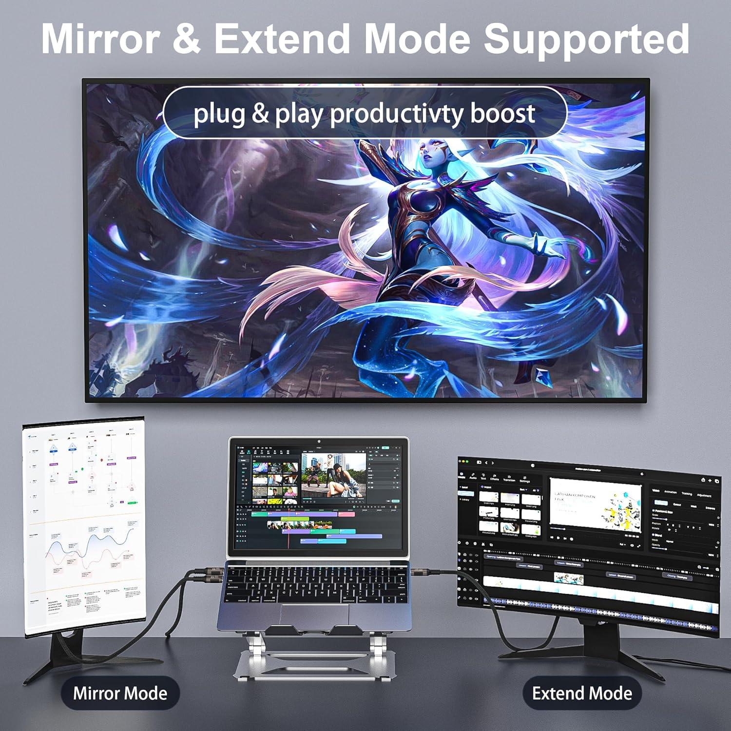 Cable USB-C Corto 15cm 10Gbps 4K 100W Nylon Trenzado