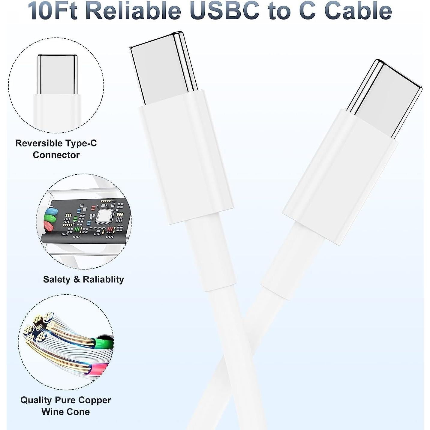 Cargador Rápido 45W USB C con Cable Tipo C 3m para iPhone