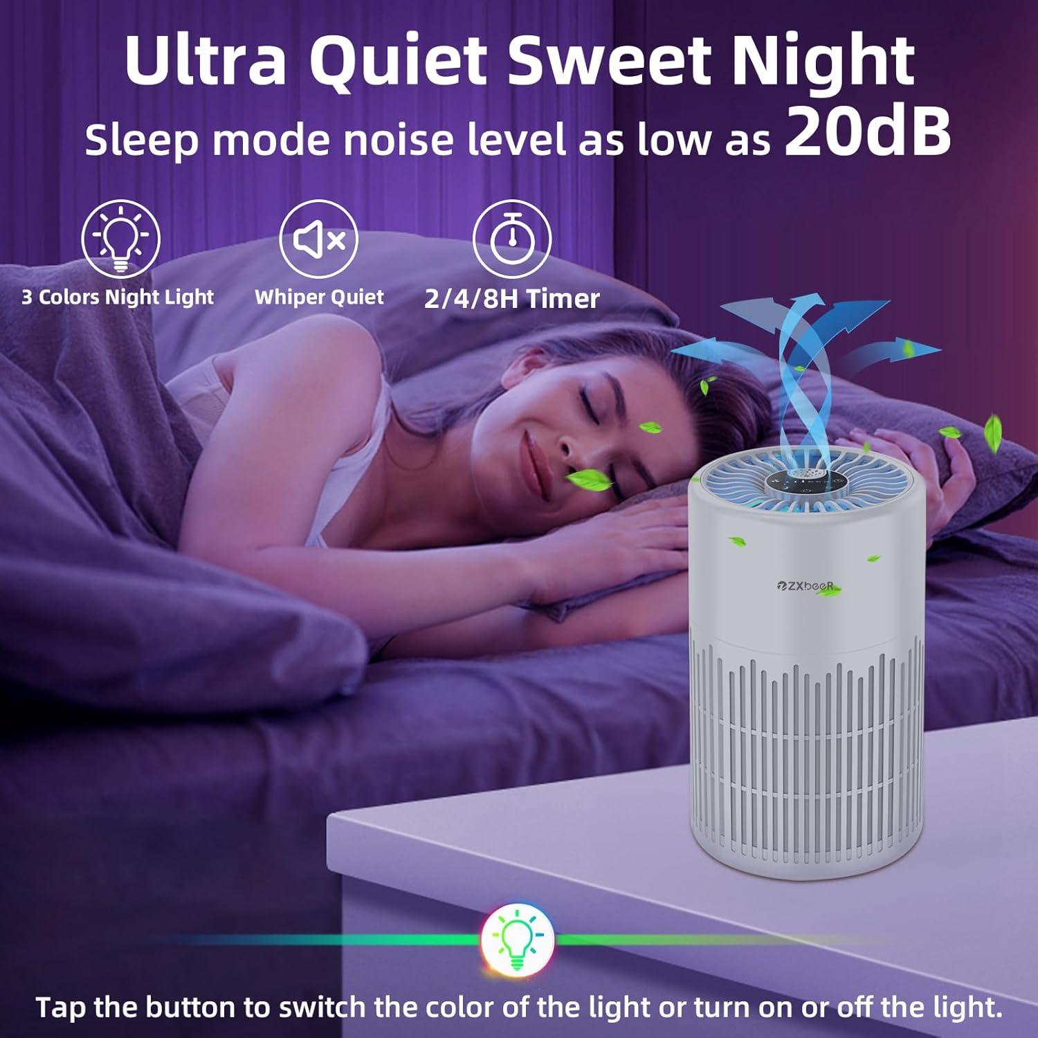 Purificador de Aire ZXBEER H13 True HEPA Control Remoto 28m²