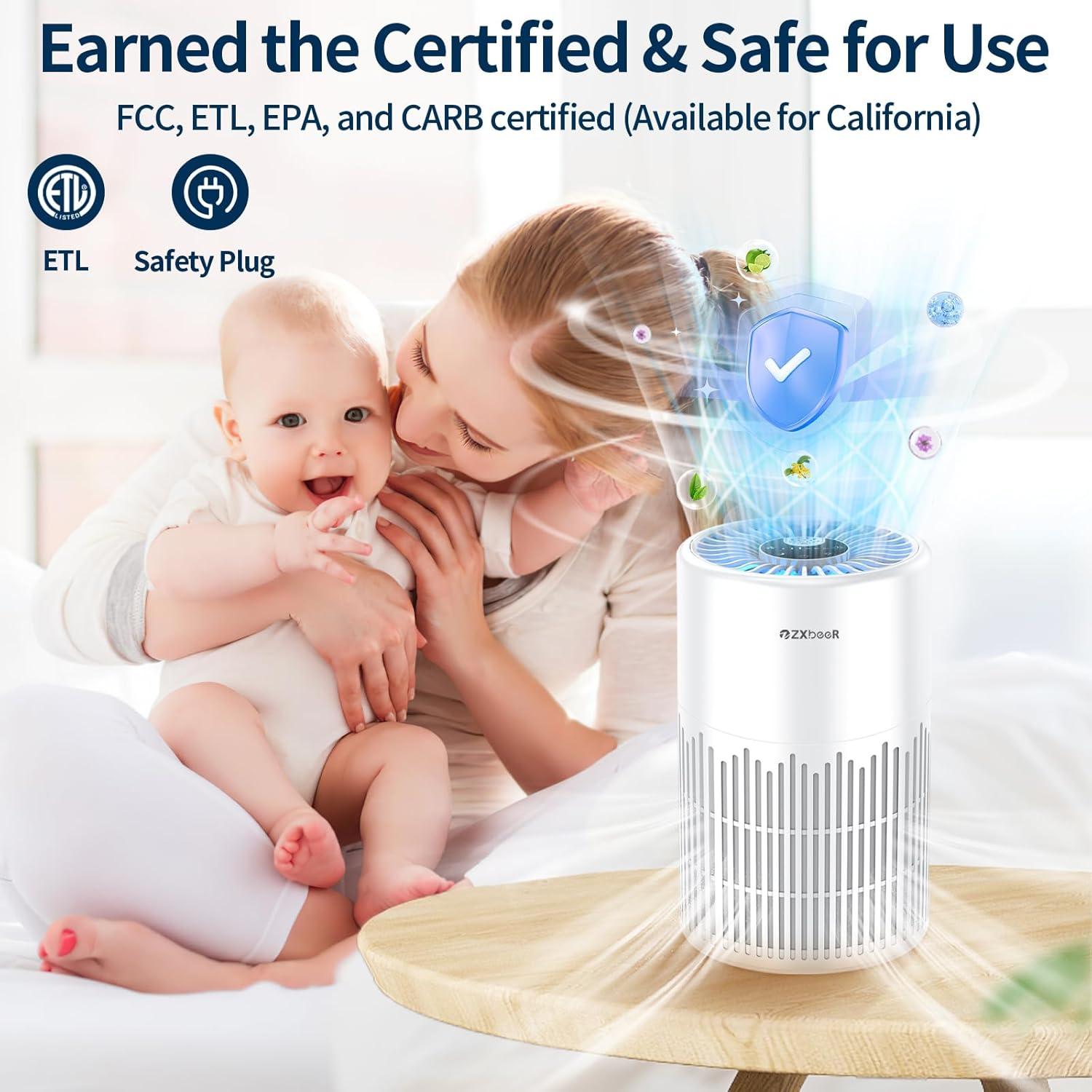 Purificador de Aire ZXBEER H13 True HEPA Control Remoto 28m²