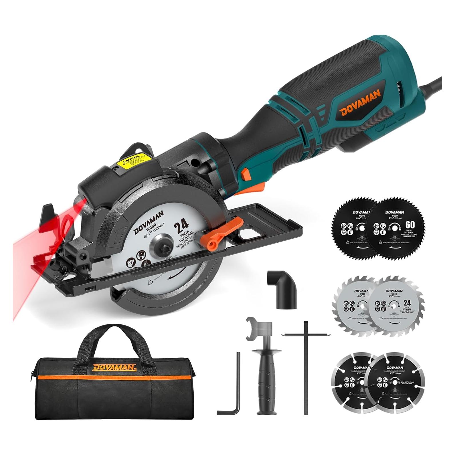 Sierra Circular DOVAMAN MCS01A 710W 4.5" con Láser y 6 Cuchillas