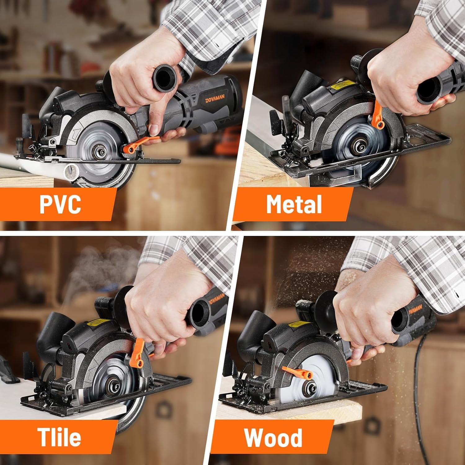 Sierra Circular DOVAMAN MCS01A 710W 4.5" con Láser y 6 Cuchillas