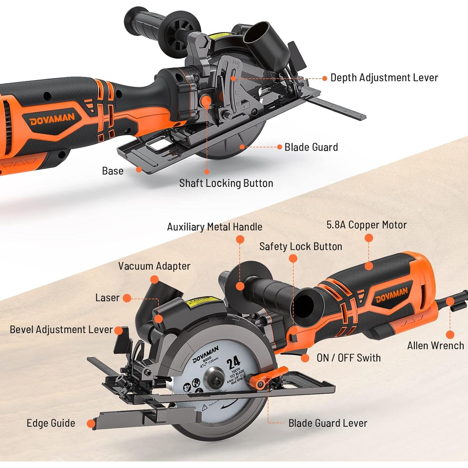 Sierra Circular DOVAMAN MCS01A 710W 6 Cuchillas Laser