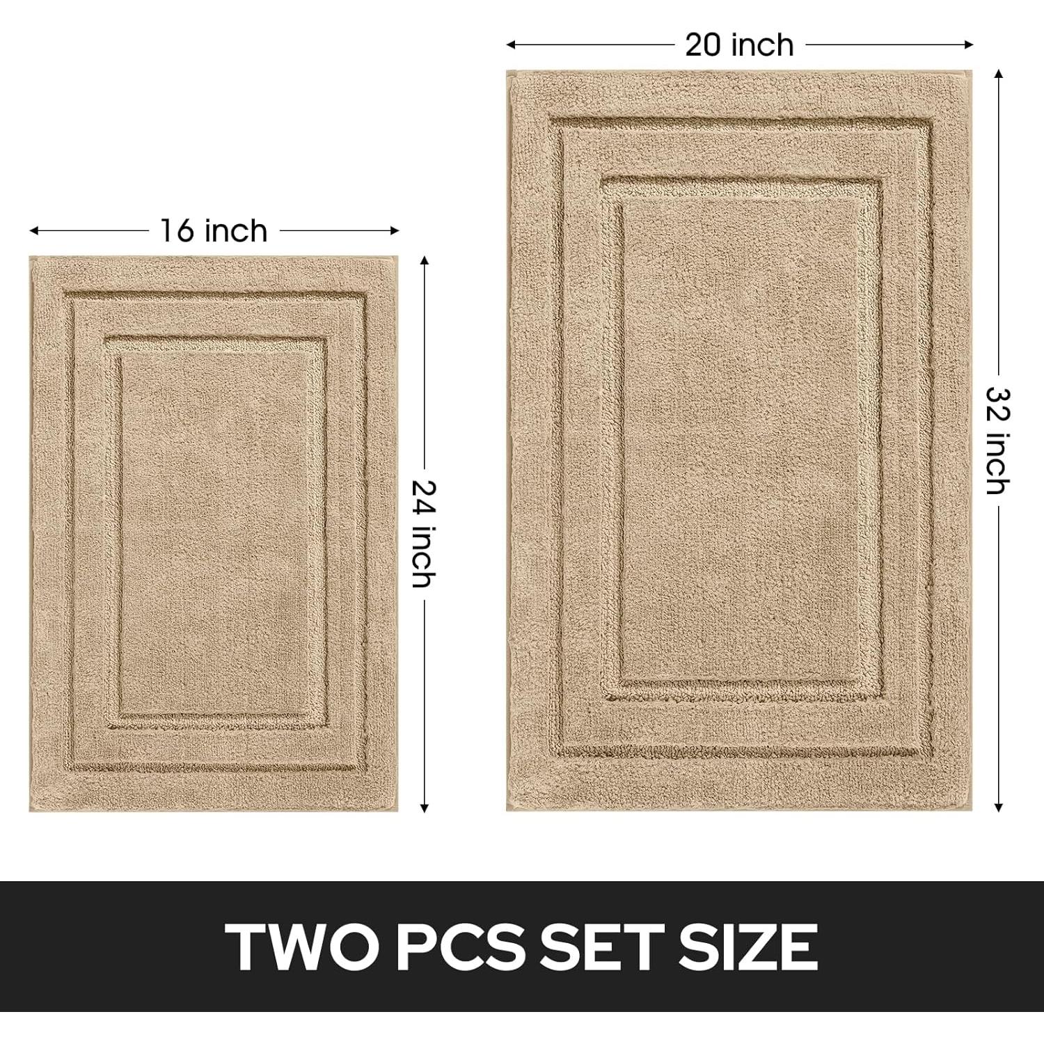 Juego de 2 Alfombras de Baño HOMEIDEAS Microfibra Caqui