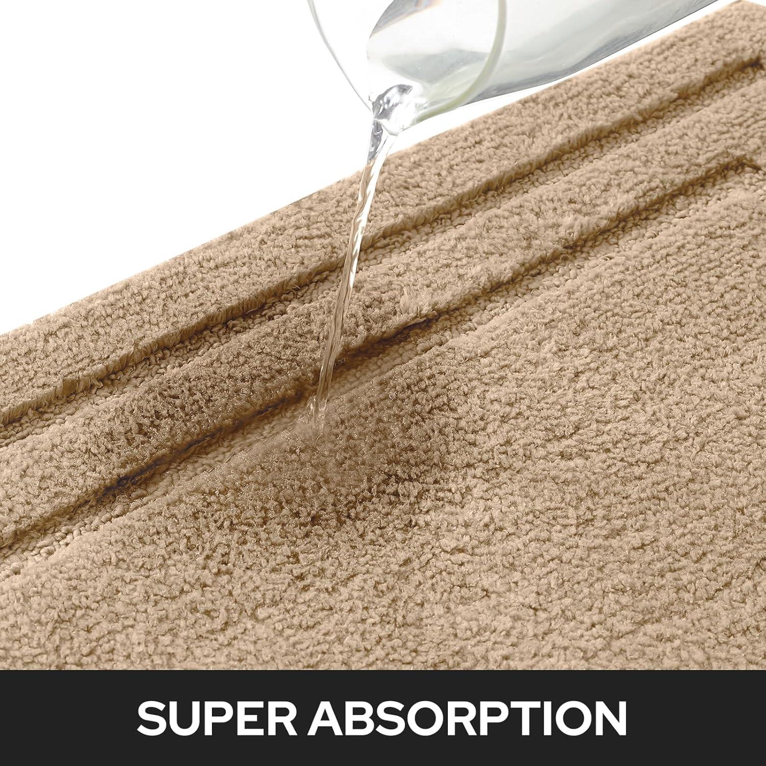 Juego de 2 Alfombras de Baño HOMEIDEAS Microfibra Caqui