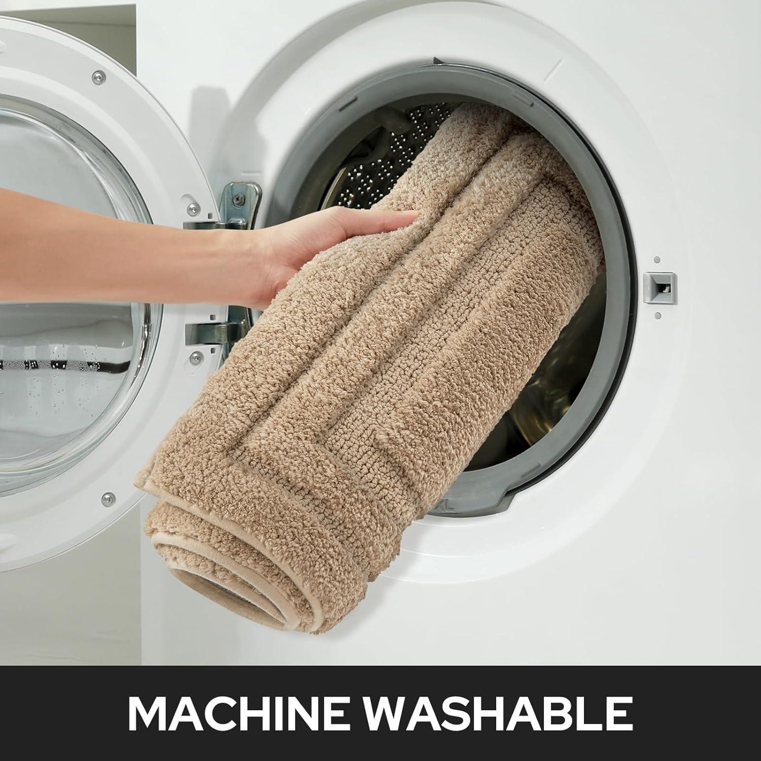 Juego de 2 Alfombras de Baño HOMEIDEAS Microfibra Caqui