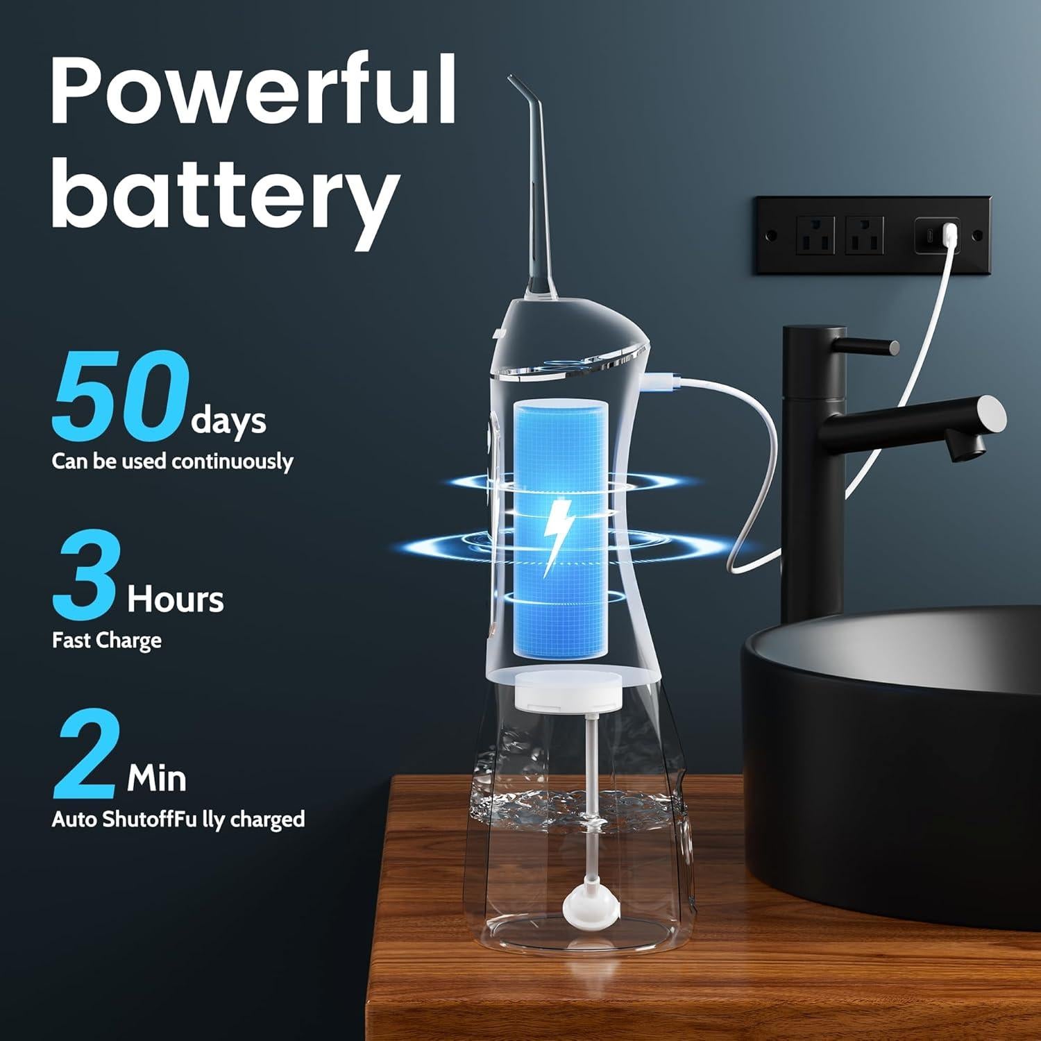 Hilo Dental de Agua VOLTLEAP C2 IPX7 320ml Negro