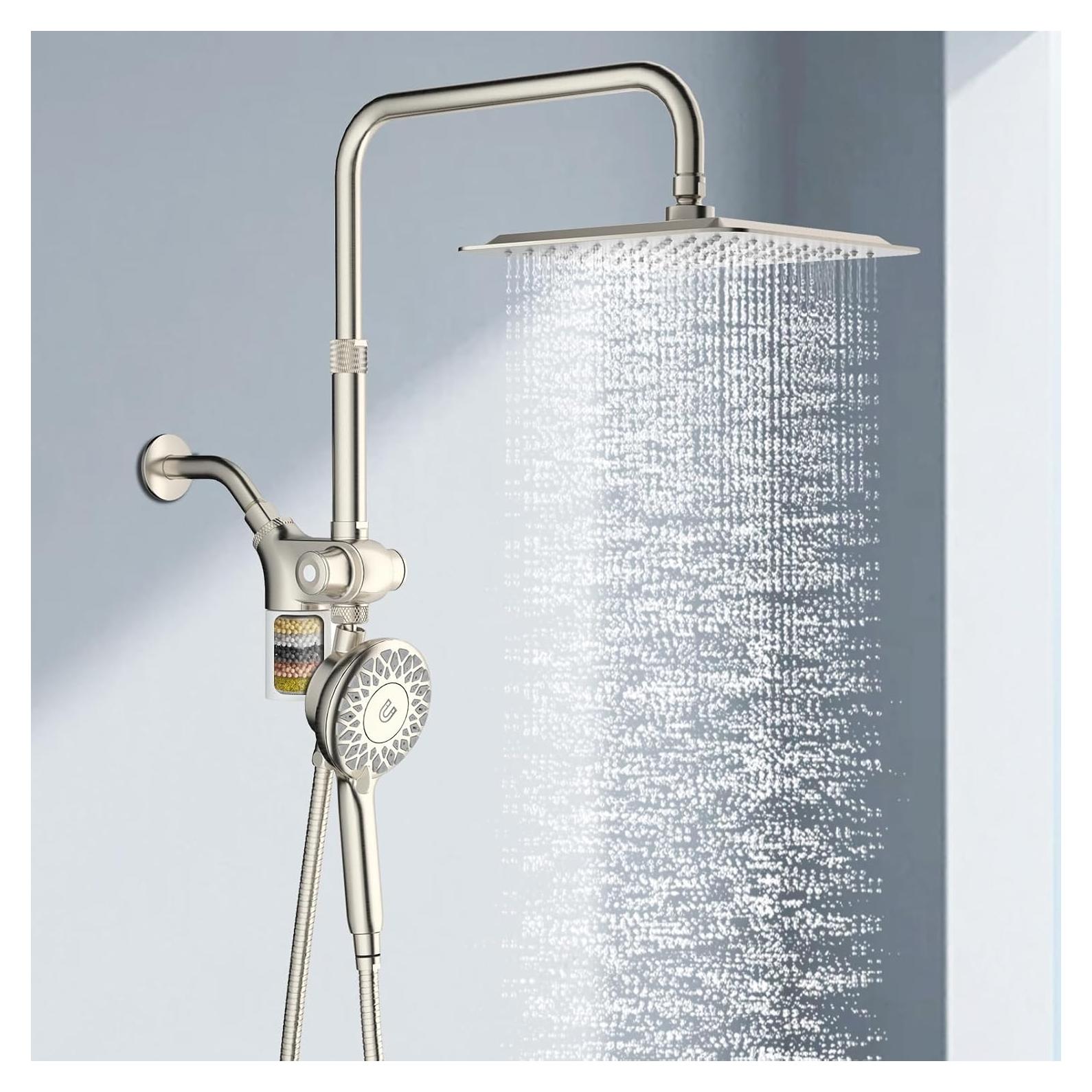 Cabezal de Ducha Doble KAIYING 10" con Filtro y Manguera 79"