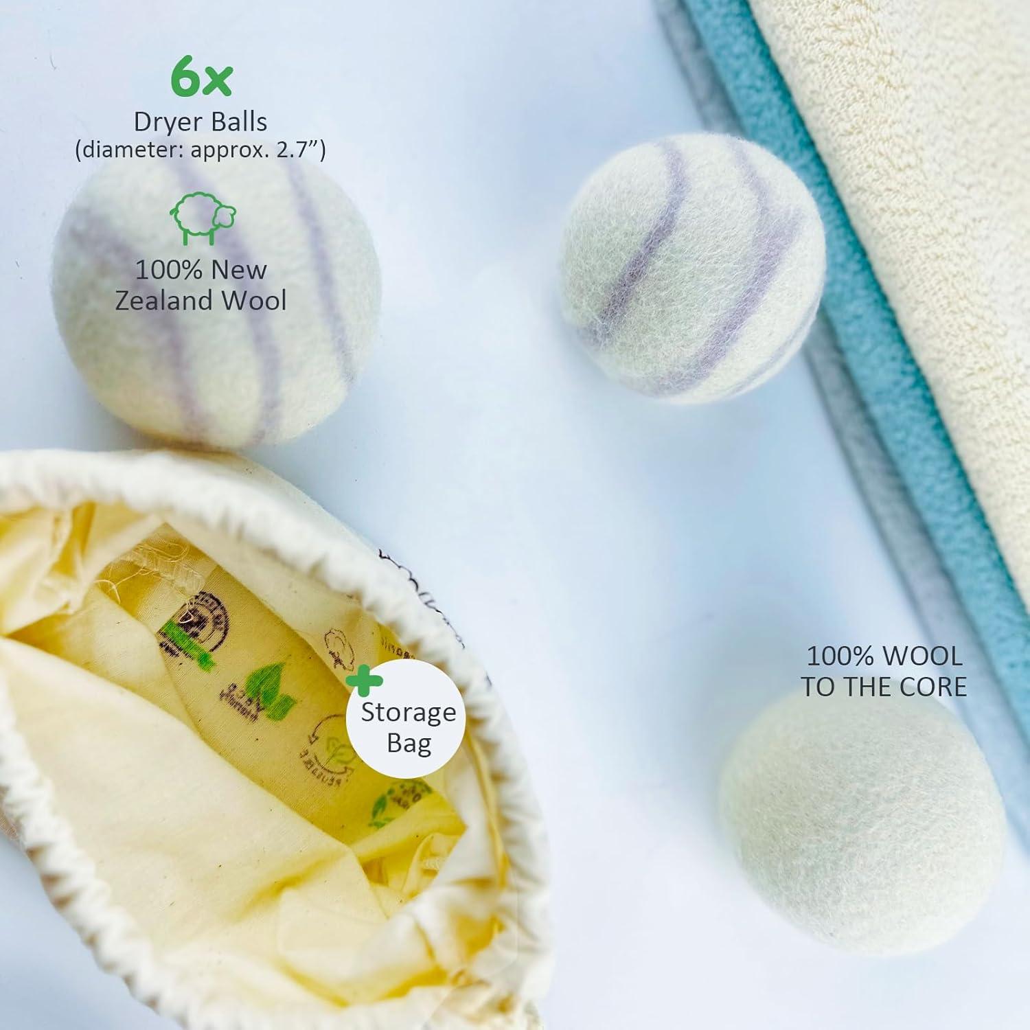 Bolas de Secadora de Lana Qingbei 100% Natural Rayas Grises - 6 Unidades